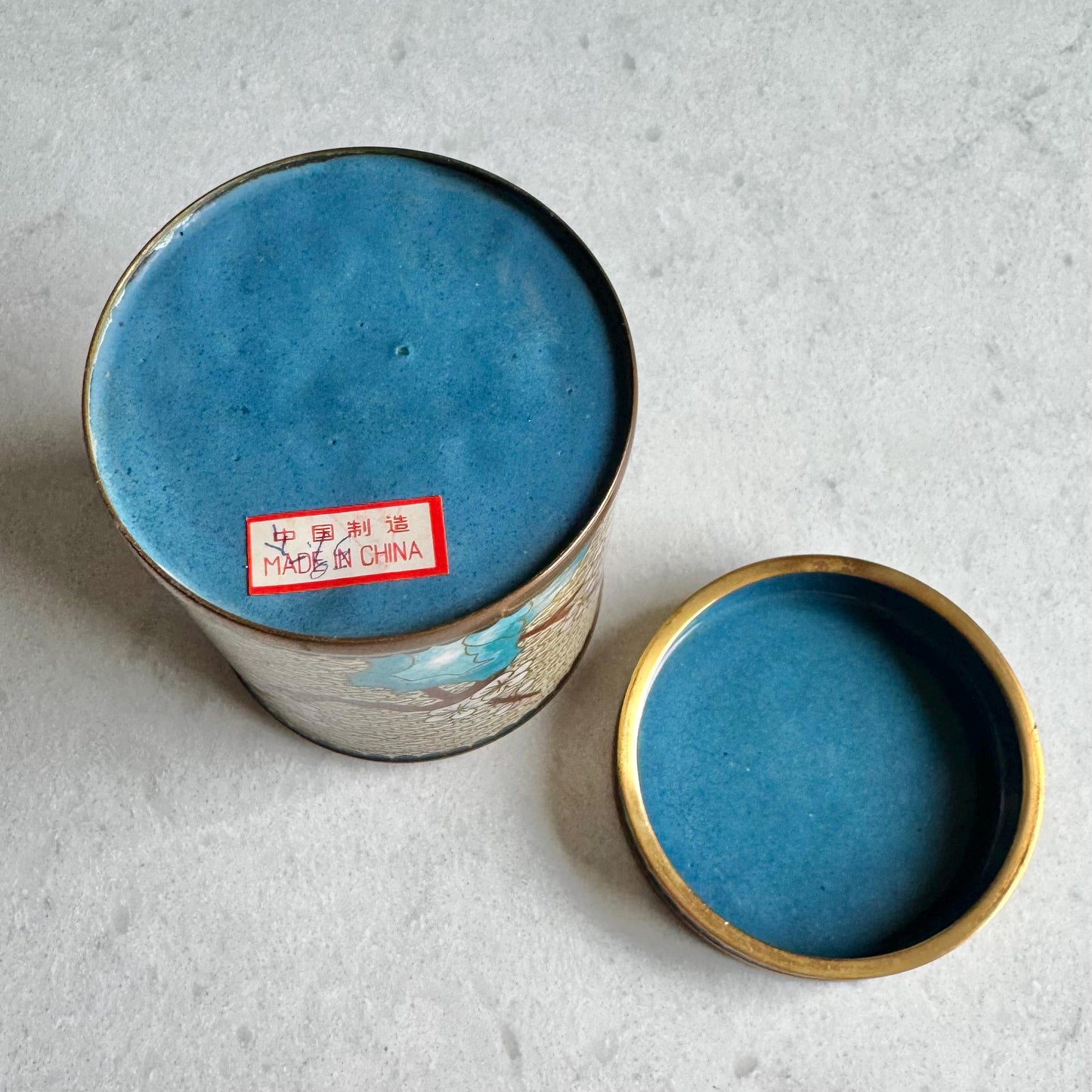 Vintage Chinese Cloisonne Tea Cannister with a Lid
