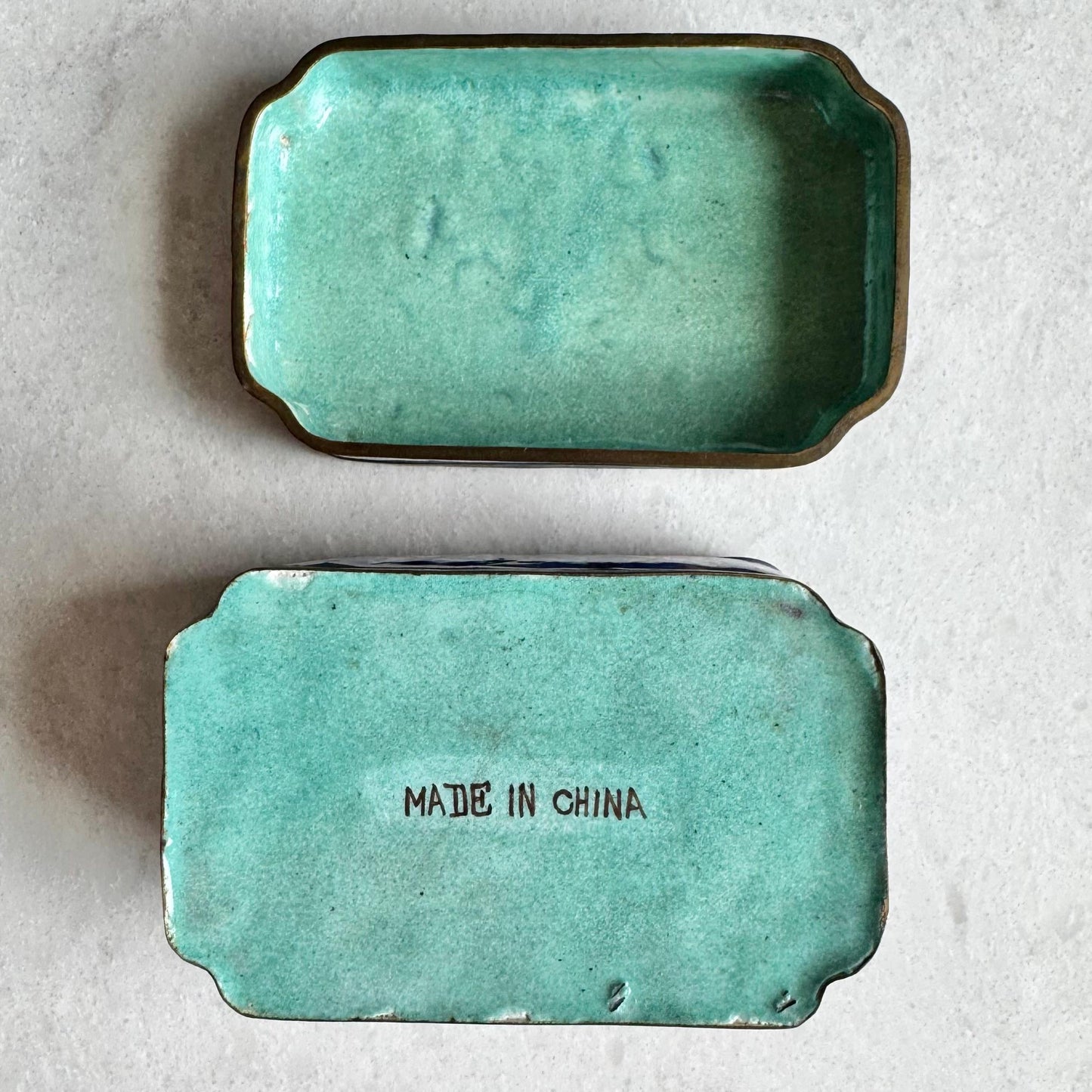 Vintage Chinese Canton Enamel Box with Lid Depicting Birds and Flowers