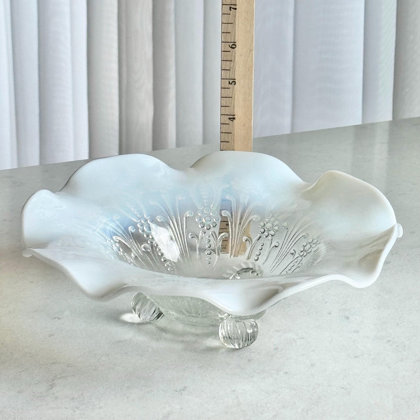 Vintage Northwood Glass Opalescent Pearl Flowers Bowl (circa early 1900s)