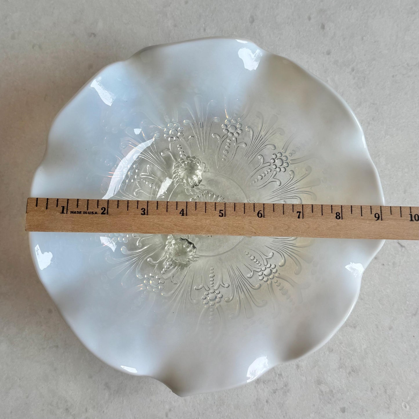 Vintage Northwood Glass Opalescent Pearl Flowers Bowl (circa early 1900s)