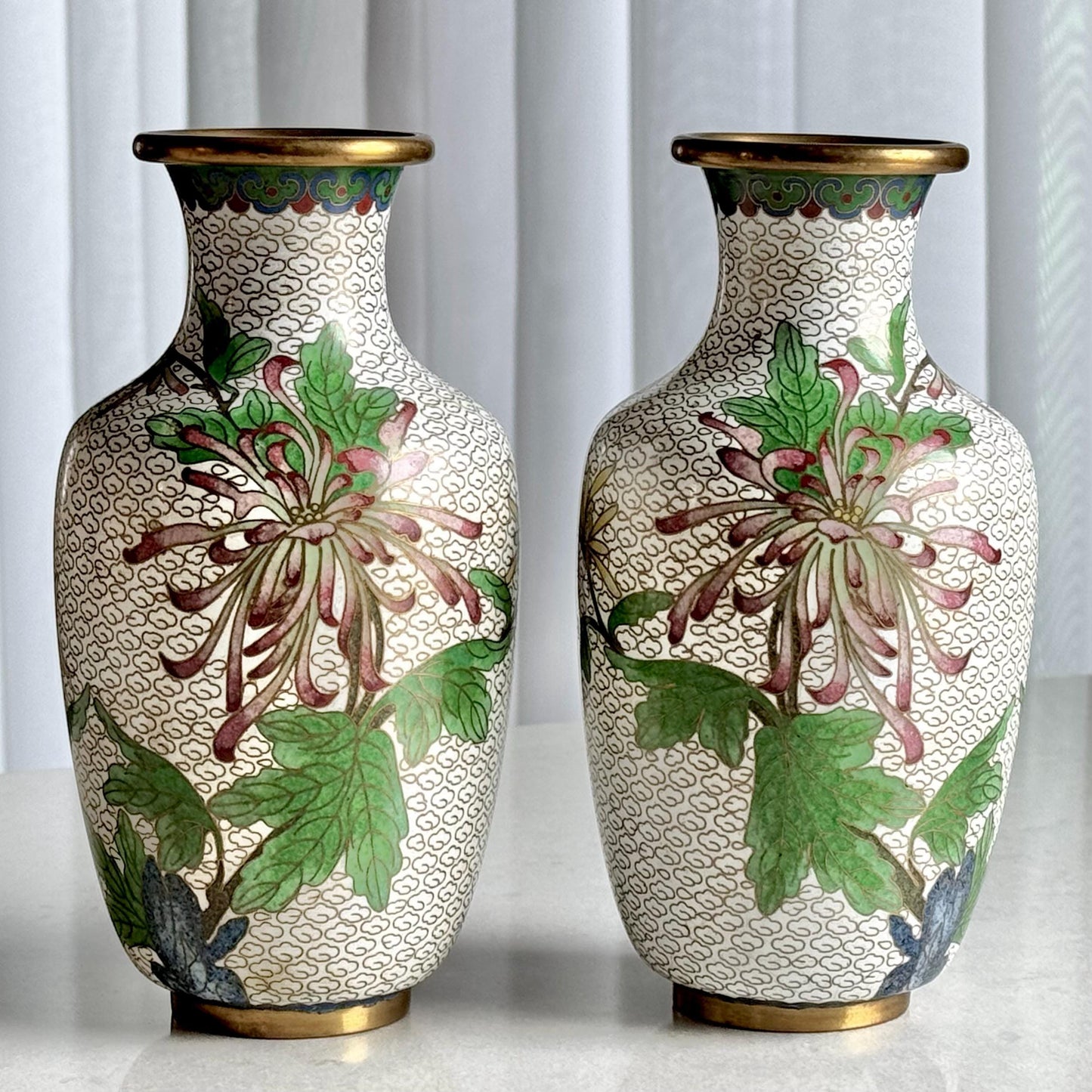 Vintage Chinese Cloisonne Vases (#C1) - Set of 2