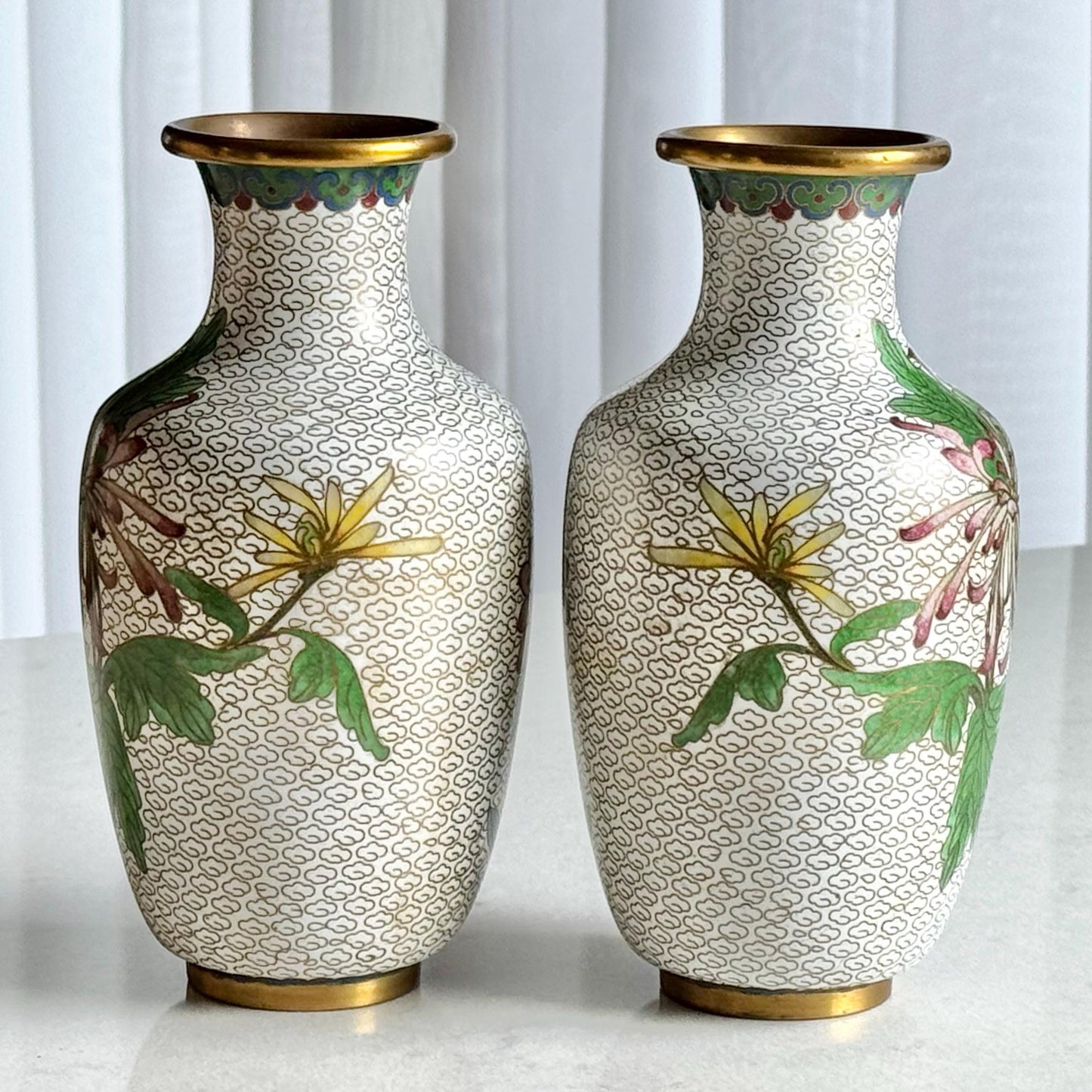 Vintage Chinese Cloisonne Vases (#C1) - Set of 2