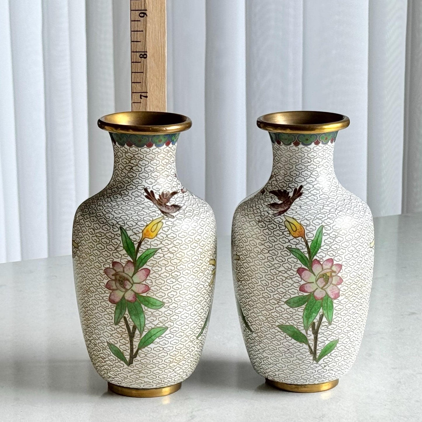 Vintage Chinese Cloisonne Vases (#C1) - Set of 2