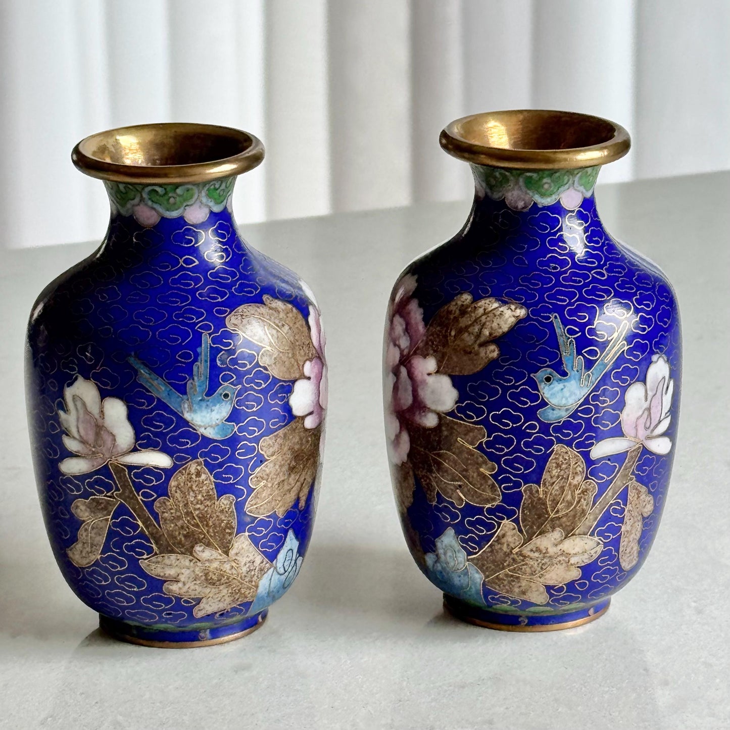 Vintage Chinese Cloisonne Vases (#C2) - Set of 2