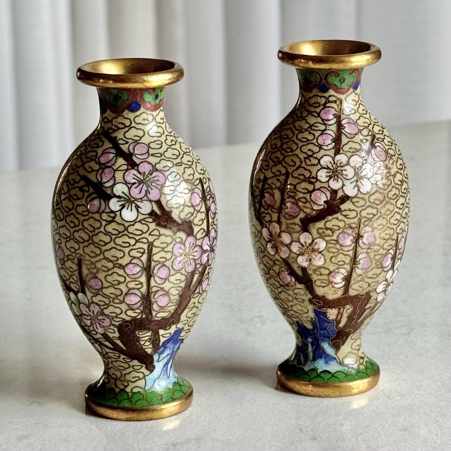 Vintage Chinese Cloisonne Vases (#C3) - Set of 2