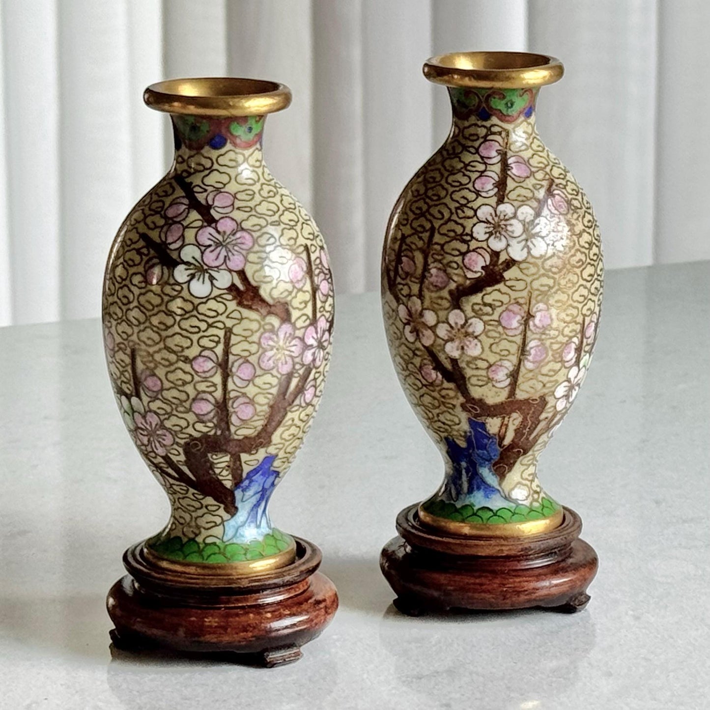 Vintage Chinese Cloisonne Vases (#C3) - Set of 2