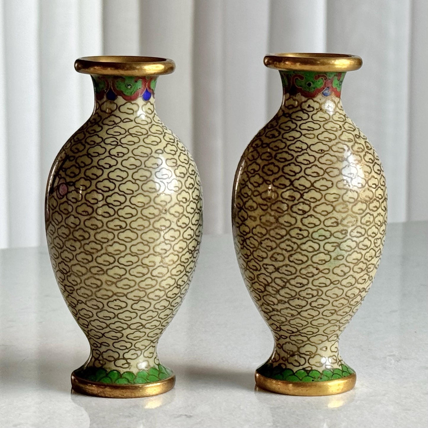 Vintage Chinese Cloisonne Vases (#C3) - Set of 2