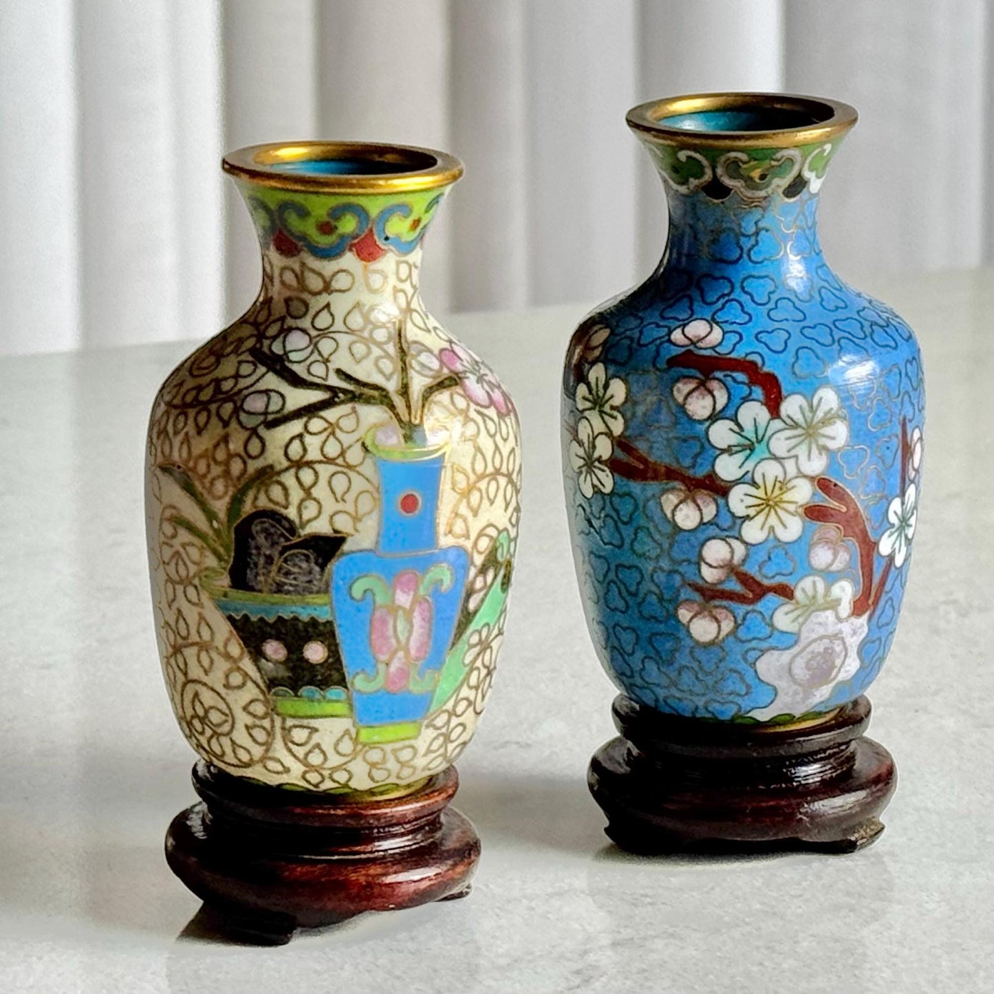 Vintage Chinese Cloisonne Vases (#C4) - Set of 2