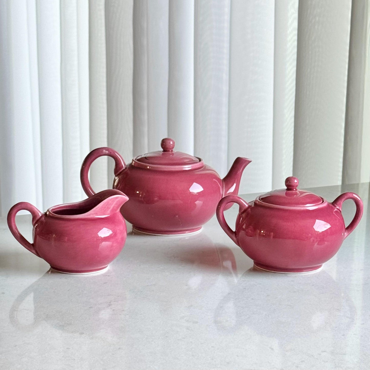 Antique Japanese Hand Painted Plum Blossom Tea Set (circa late 1800s / early 1900s) - Service for Four