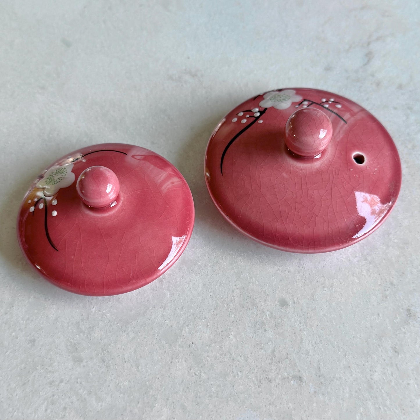 Antique Japanese Hand Painted Plum Blossom Tea Set (circa late 1800s / early 1900s) - Service for Four