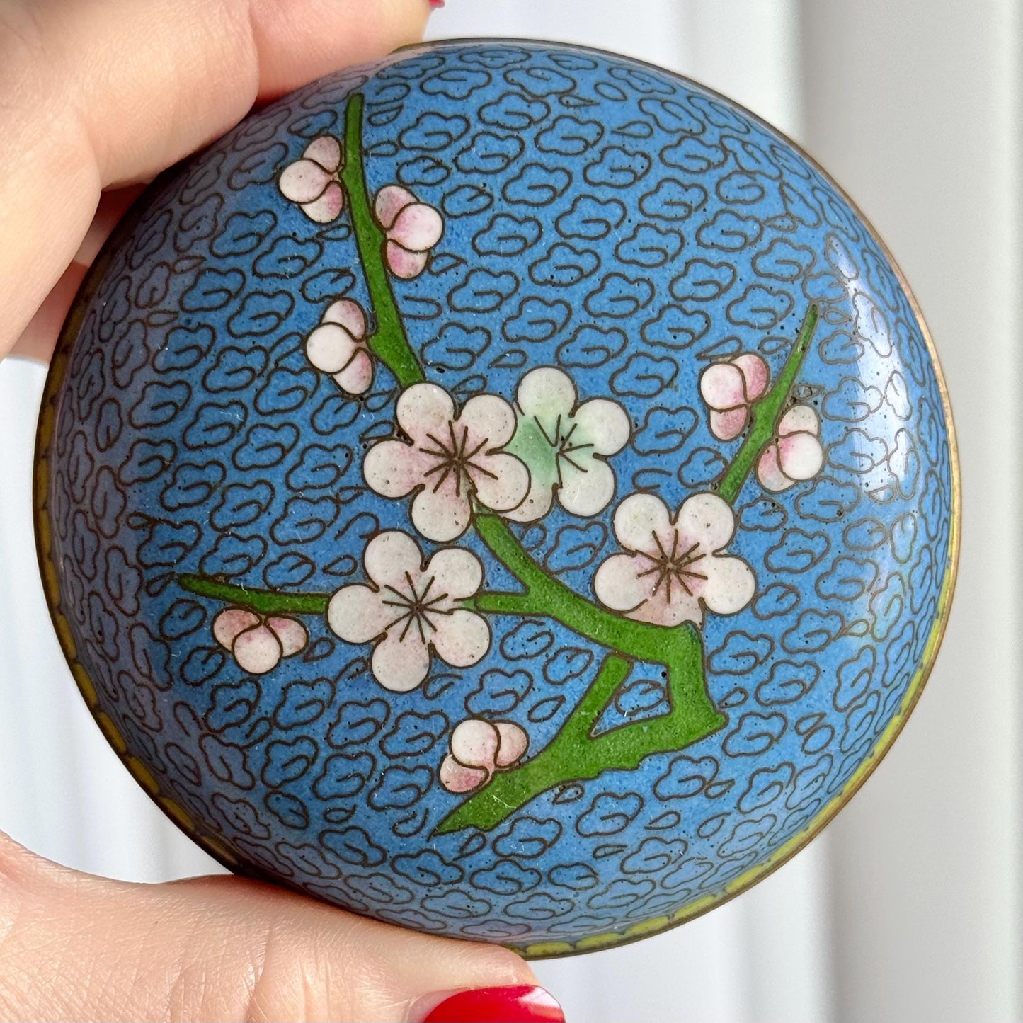 Vintage Chinese Cloisonne Round Trinket Boxes - Set of 3