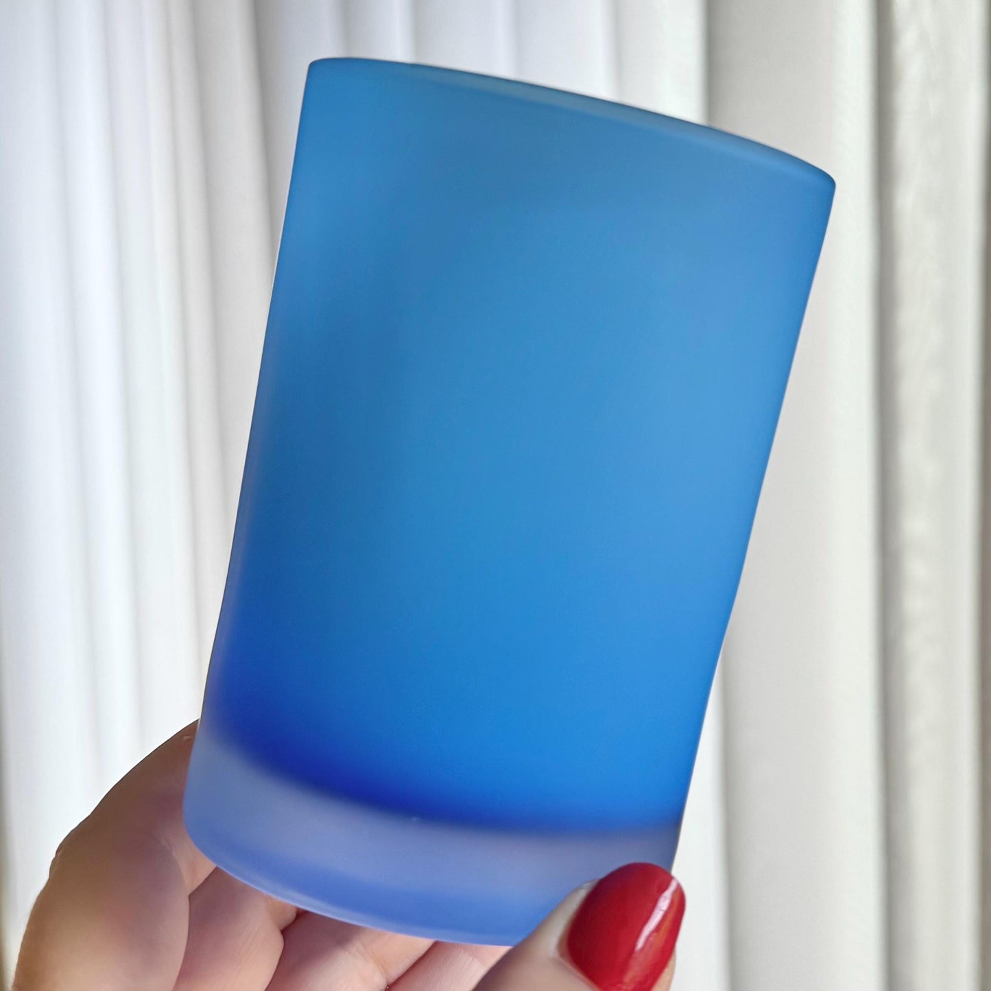 Vintage Satin Frosted Blue Glasses - Set of 5 Tumblers