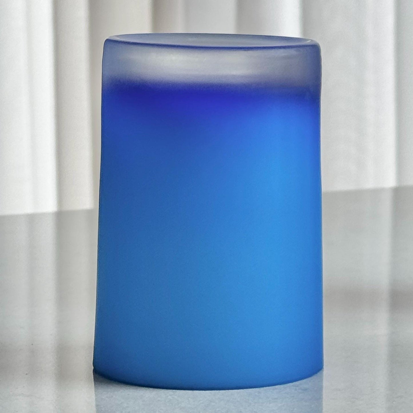 Vintage Satin Frosted Blue Glasses - Set of 5 Tumblers