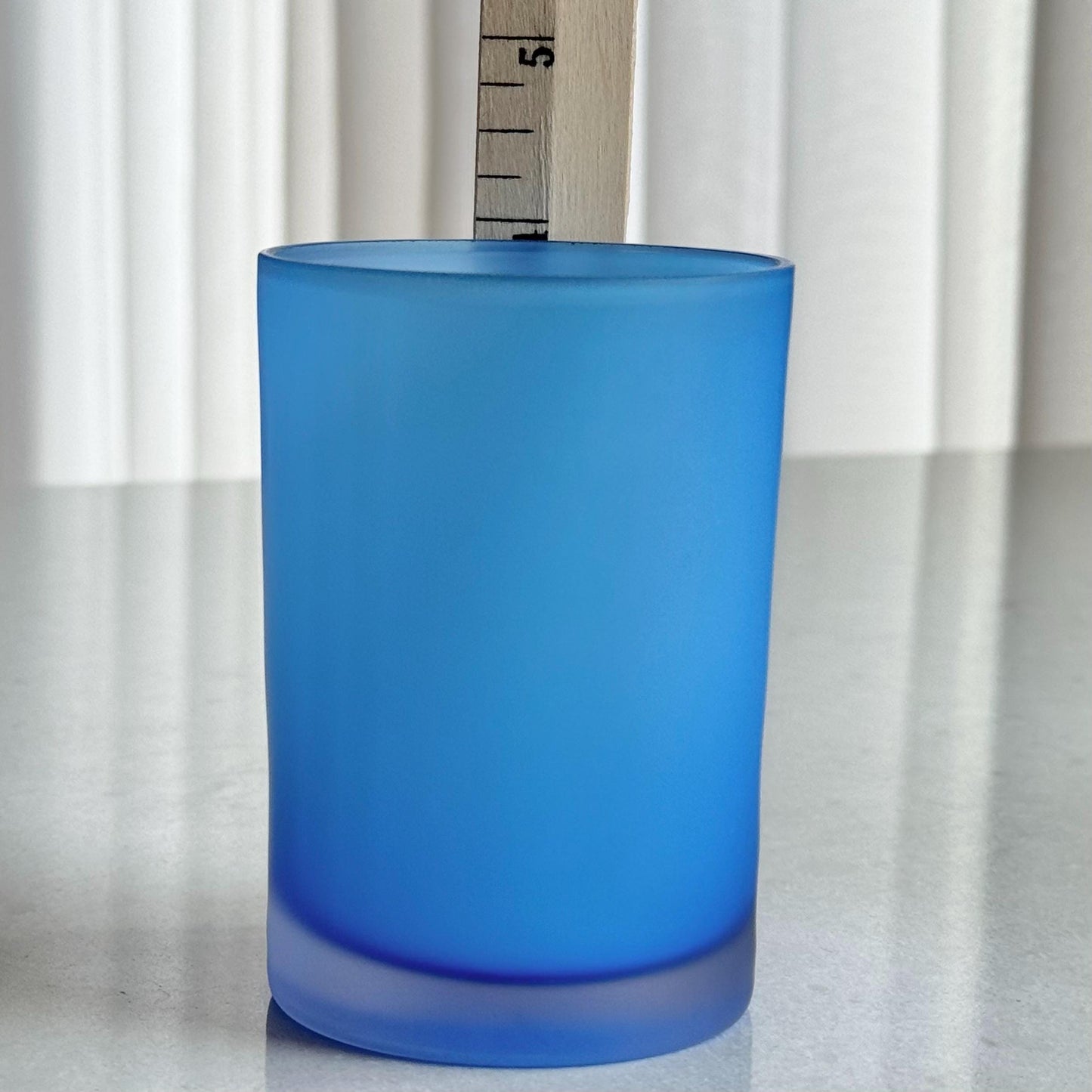 Vintage Satin Frosted Blue Glasses - Set of 5 Tumblers