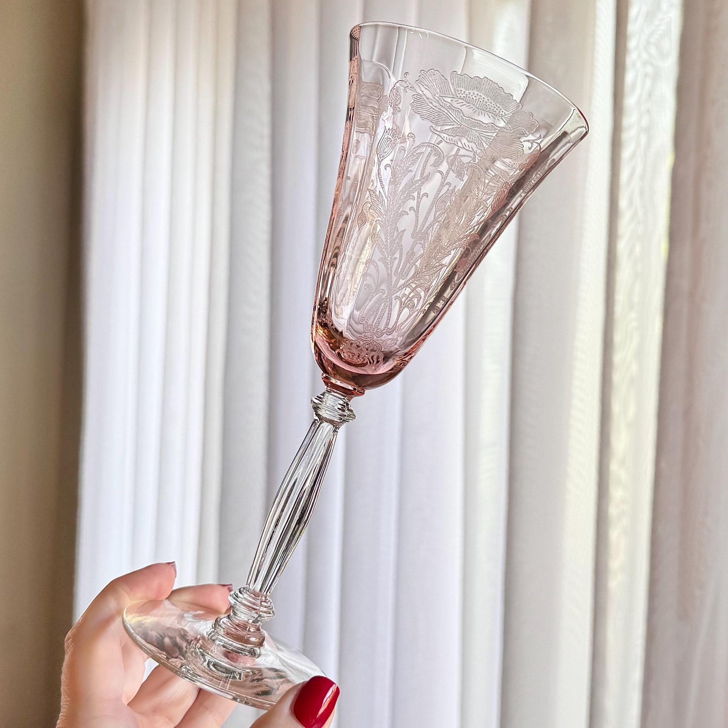 Tiffin-Franciscan Flanders Pink Goblets (circa 1927 - 1935) - Set of 12