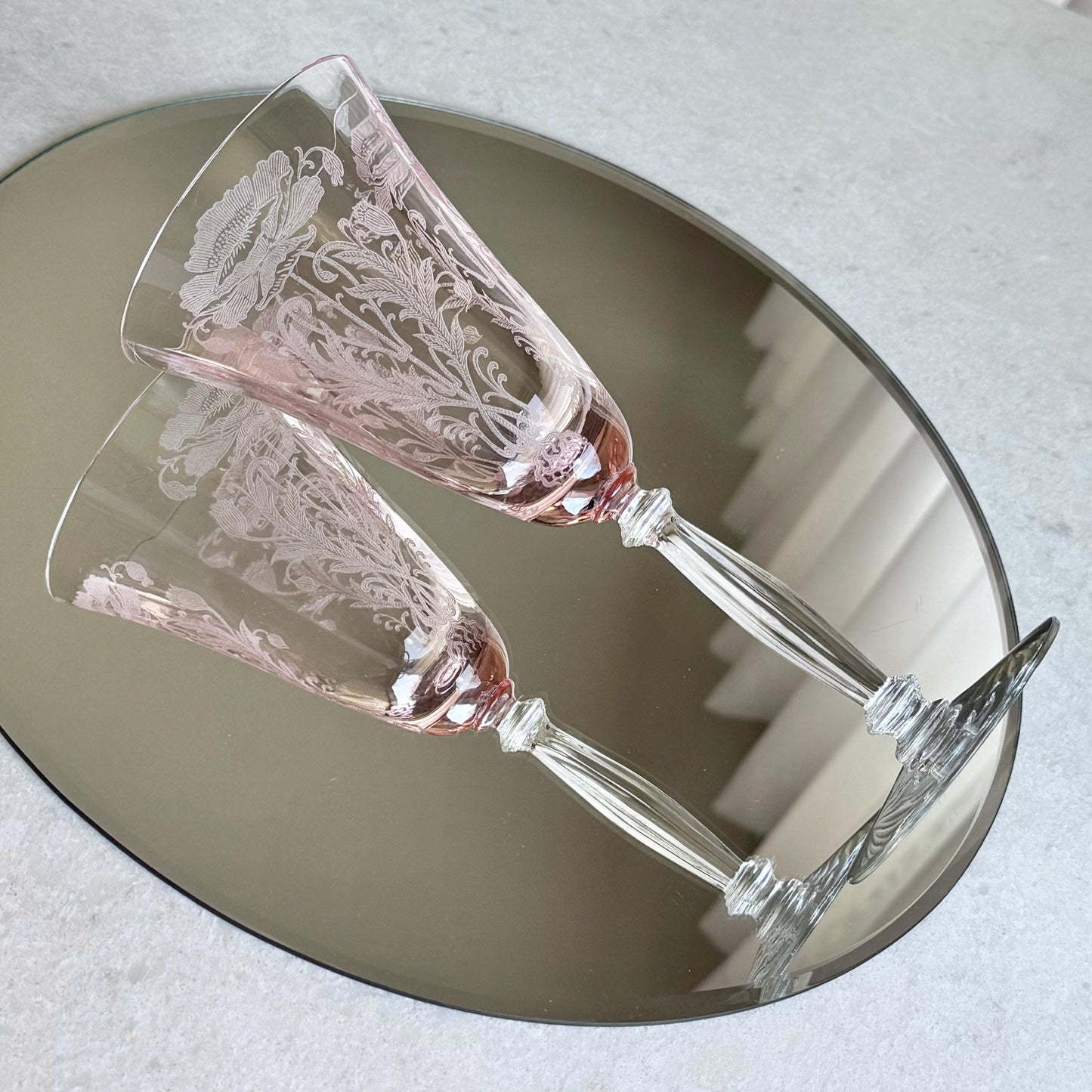 Tiffin-Franciscan Flanders Pink Goblets (circa 1927 - 1935) - Set of 12