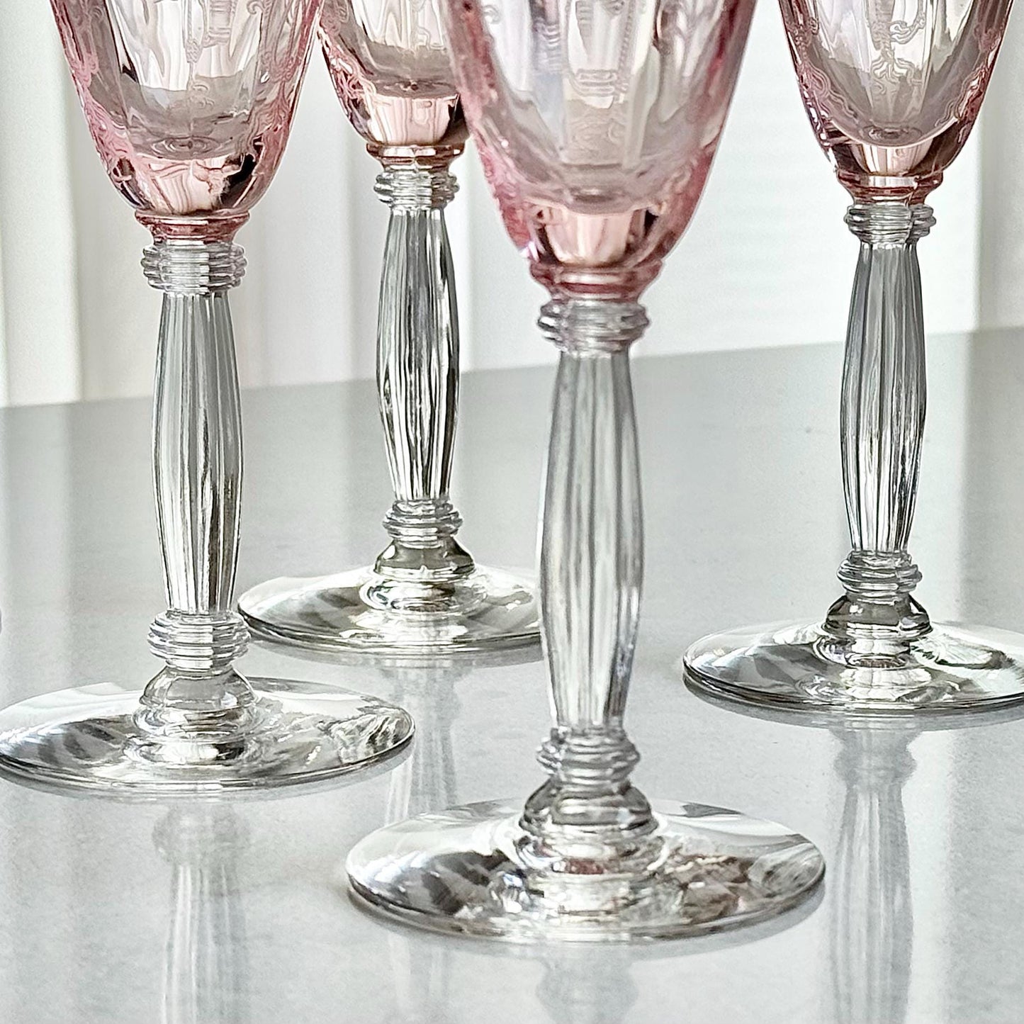 Tiffin-Franciscan Flanders Pink Wine Glasses (circa 1927 - 1935) - Set of 10