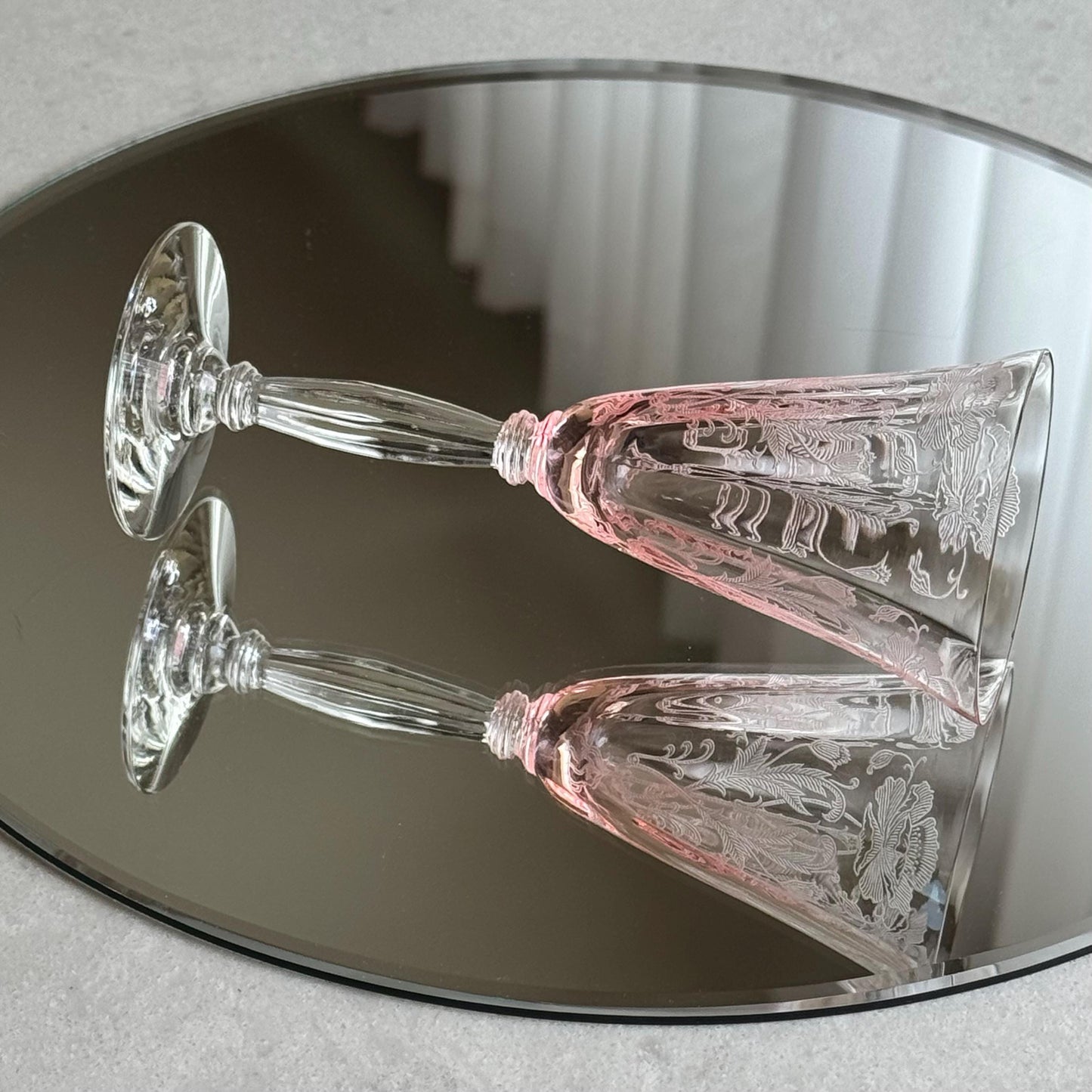 Tiffin-Franciscan Flanders Pink Wine Glasses (circa 1927 - 1935) - Set of 10
