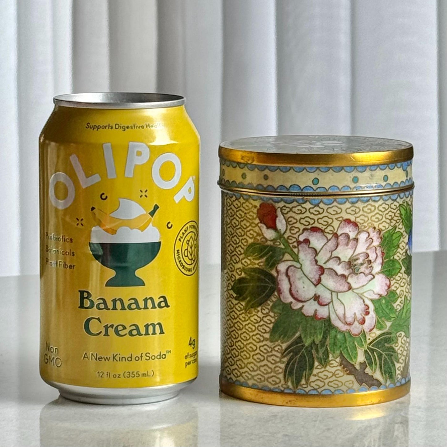 Vintage Chinese Cloisonne Tea Cannister with Lid