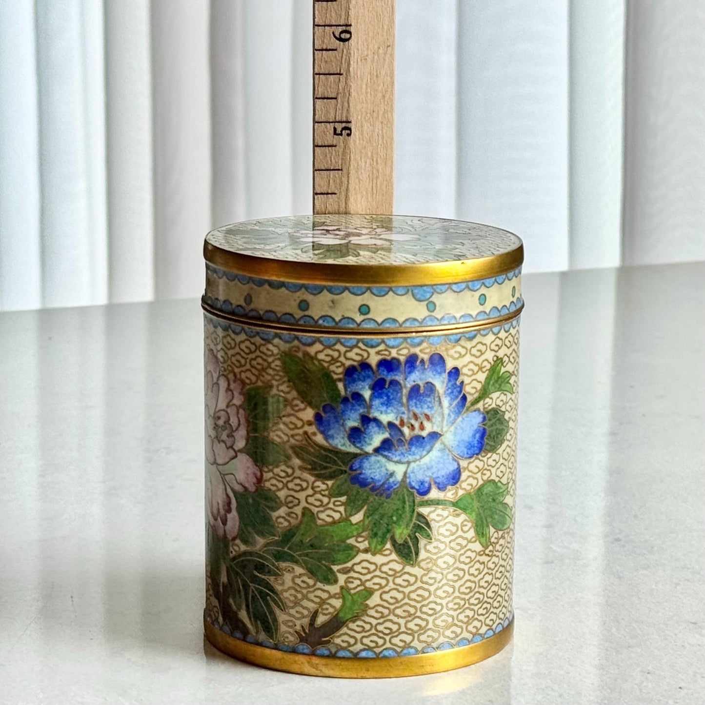 Vintage Chinese Cloisonne Tea Cannister with Lid