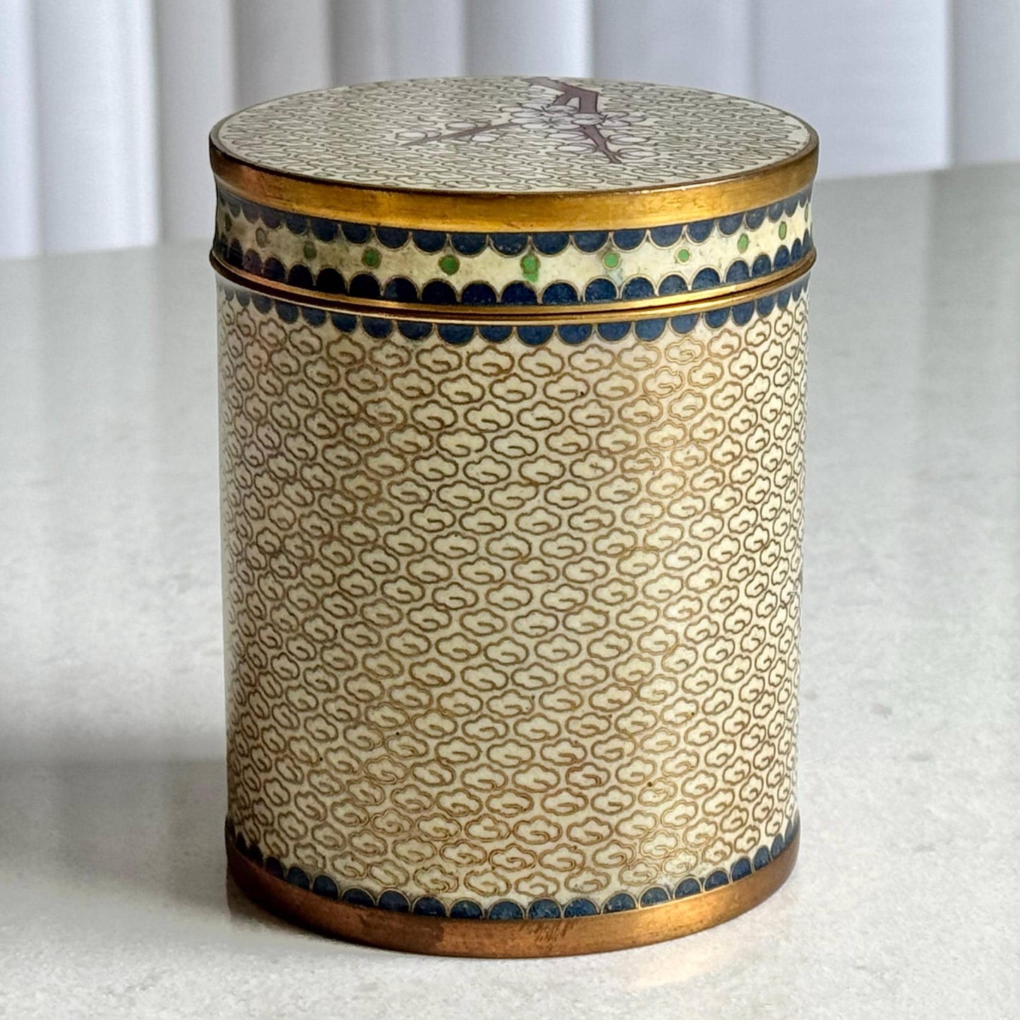 Vintage Chinese Cloisonne Tea Cannister with a Lid