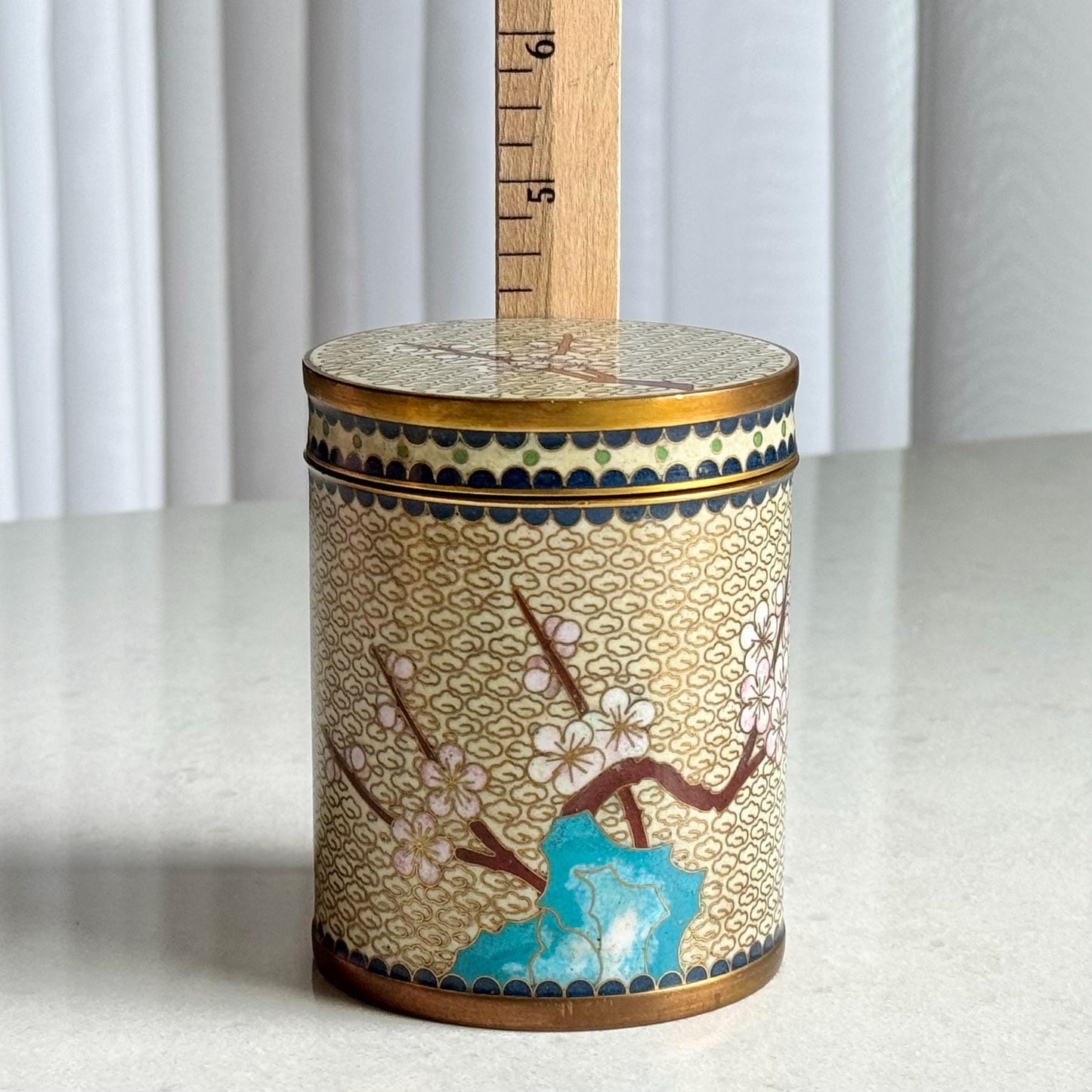 Vintage Chinese Cloisonne Tea Cannister with a Lid