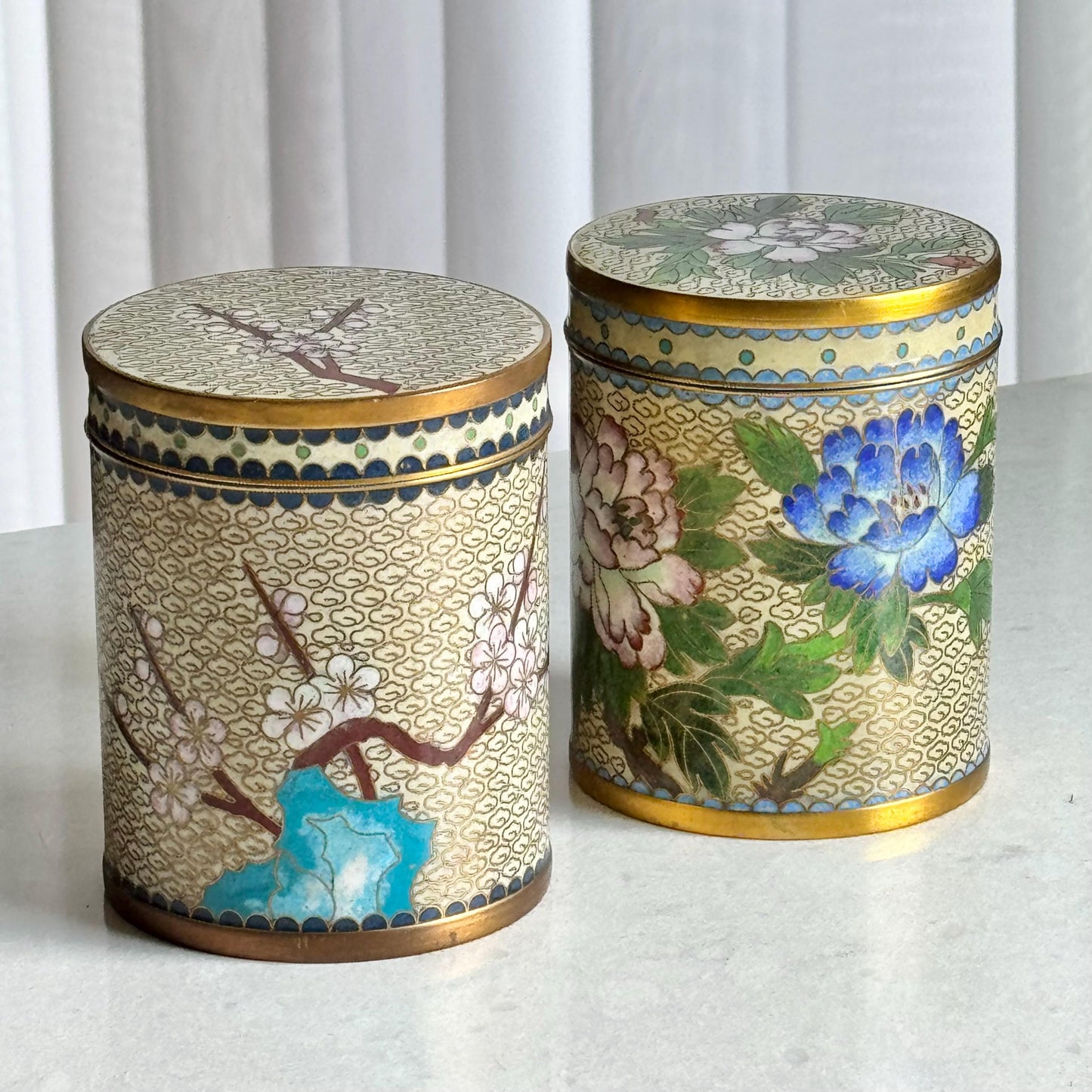 Vintage Chinese Cloisonne Tea Cannister with a Lid