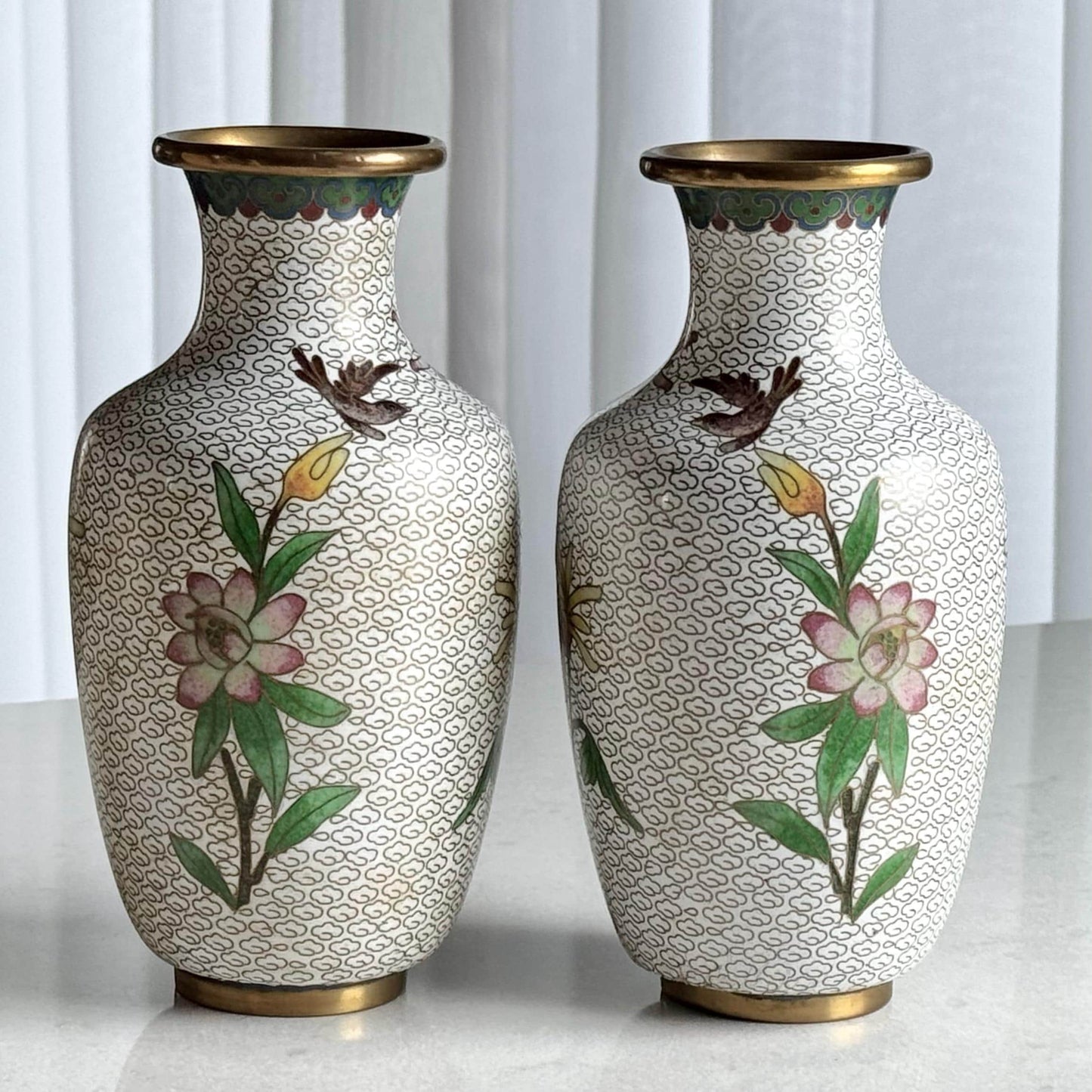 Vintage Chinese Cloisonne Vases (#C1) - Set of 2