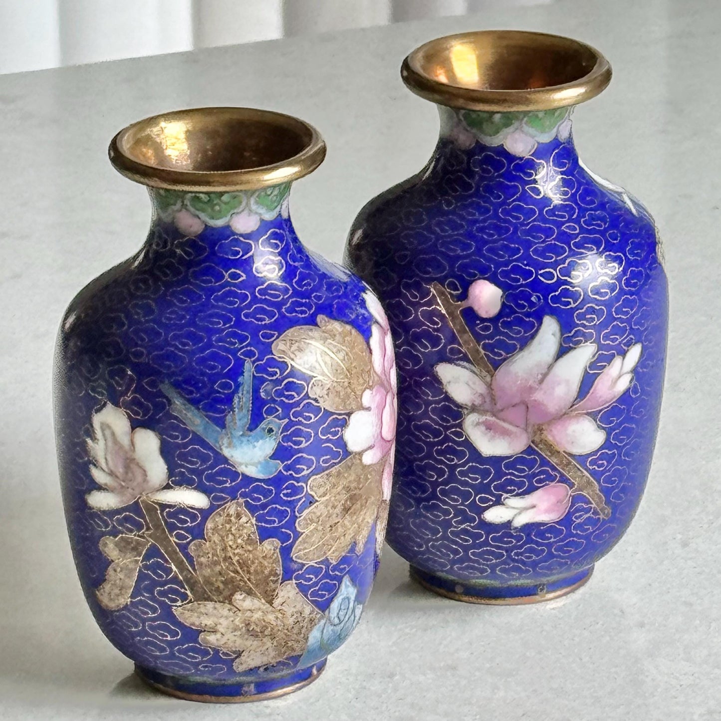 Vintage Chinese Cloisonne Vases (#C2) - Set of 2