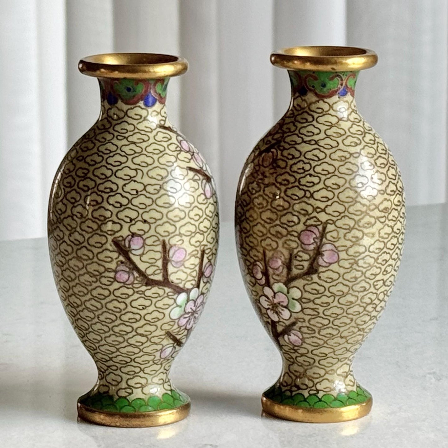 Vintage Chinese Cloisonne Vases (#C3) - Set of 2