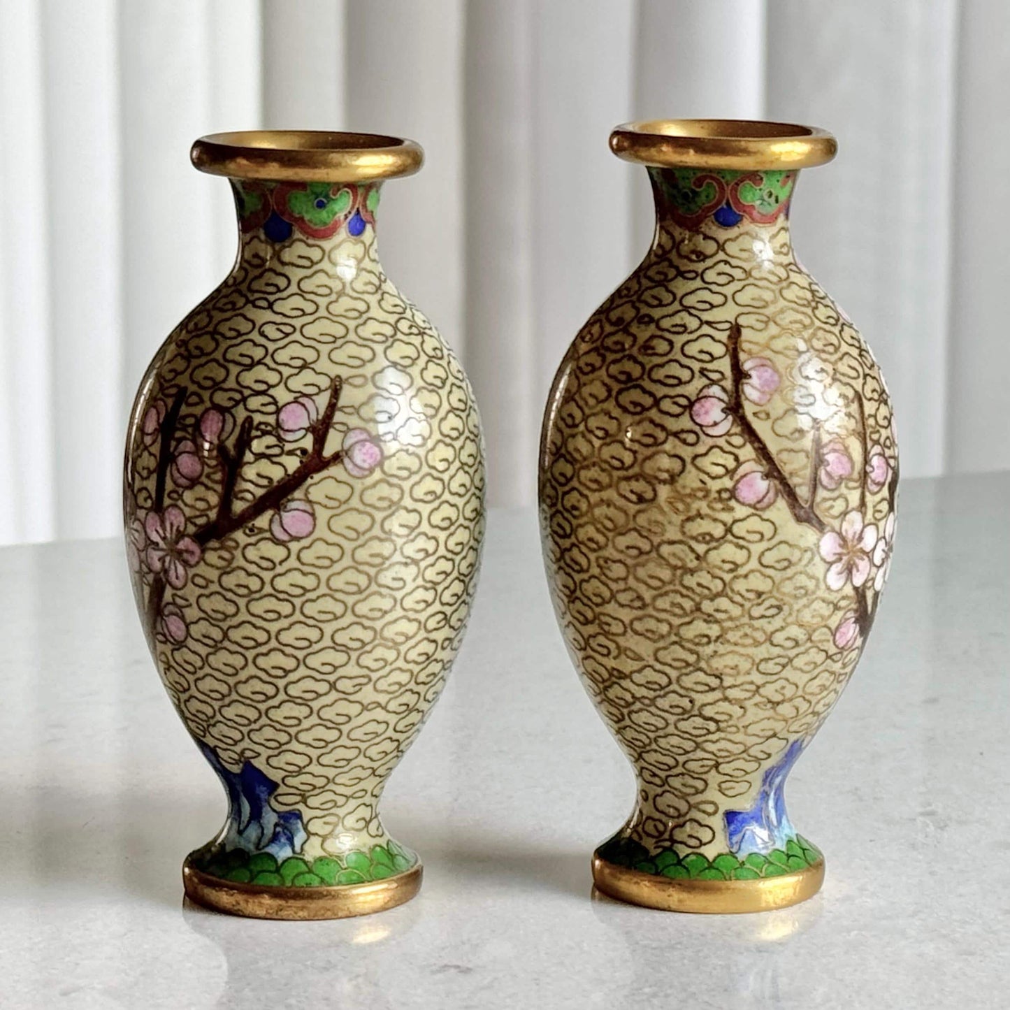 Vintage Chinese Cloisonne Vases (#C3) - Set of 2