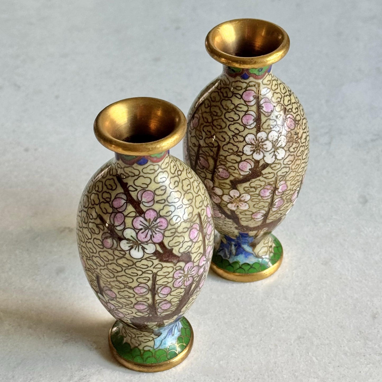 Vintage Chinese Cloisonne Vases (#C3) - Set of 2