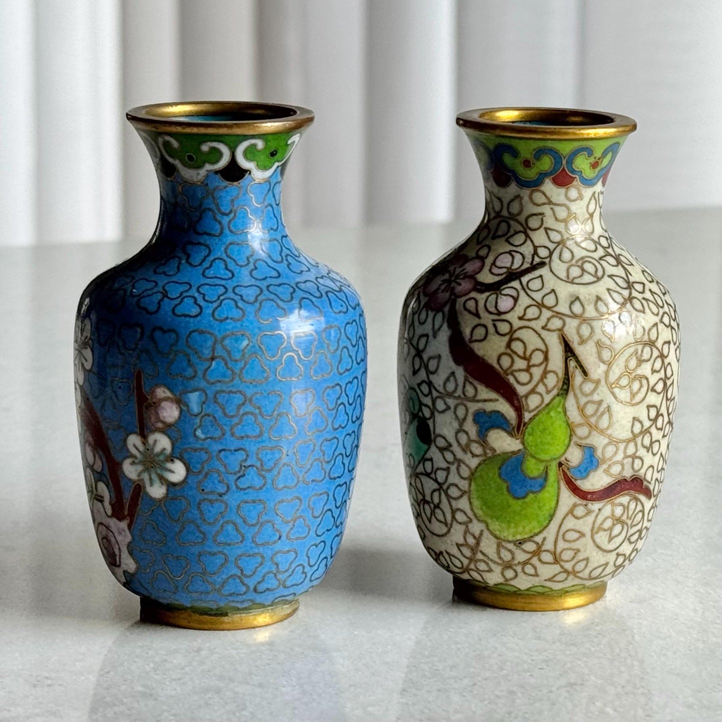 Vintage Chinese Cloisonne Vases (#C4) - Set of 2