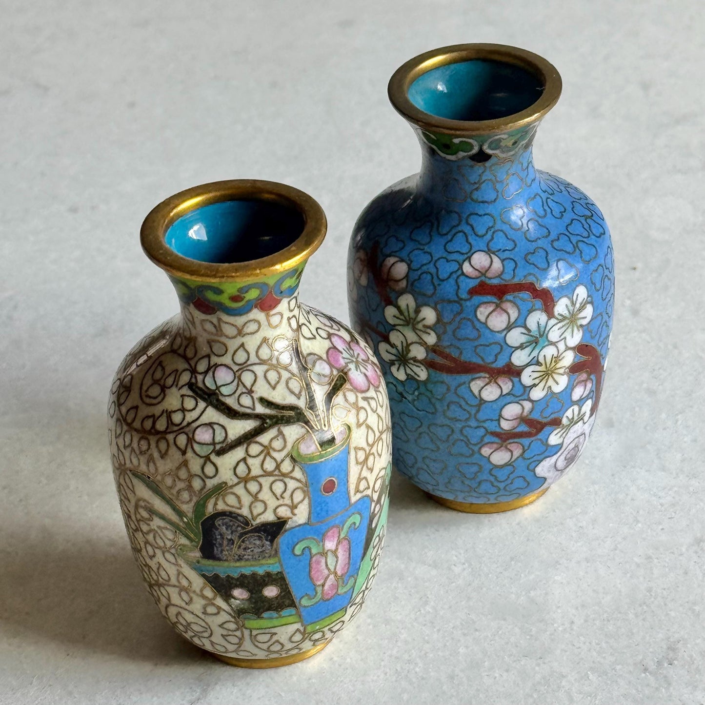 Vintage Chinese Cloisonne Vases (#C4) - Set of 2