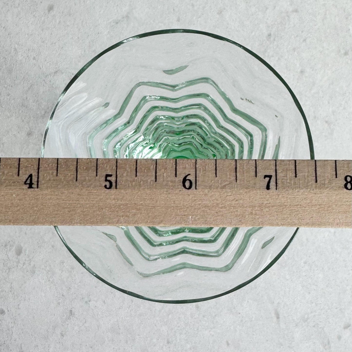 Vintage Uranium Glass Green Stem Optic Pattern Glasses - Set of 8