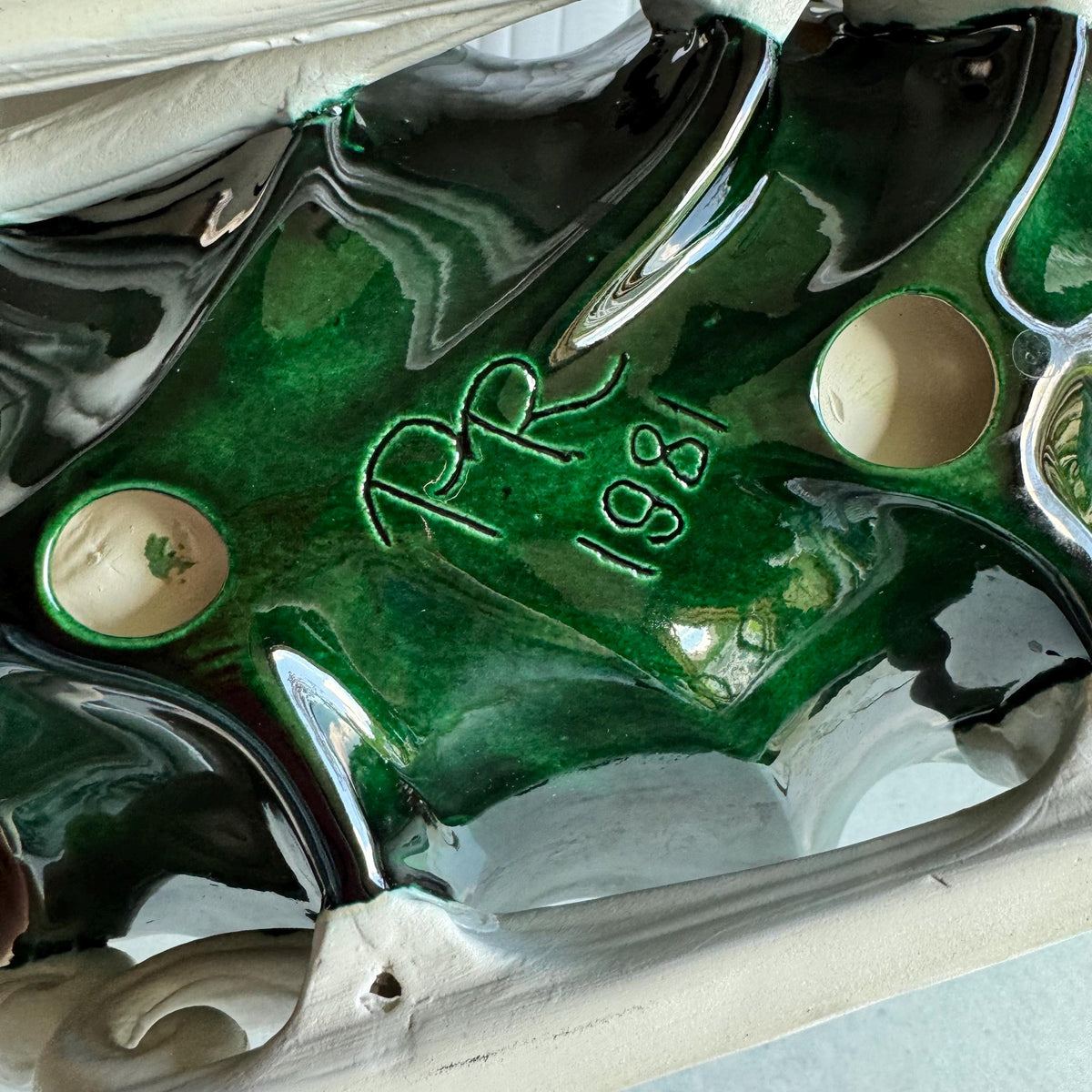 Vintage Atlantic Mold Hand Painted Holly Leaf Dishes (circa 1981) - Set of 2
