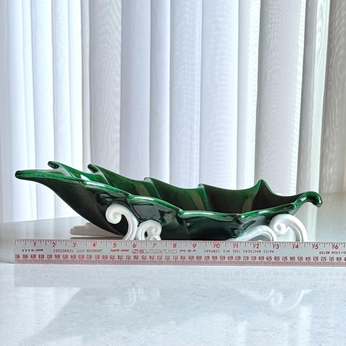 Vintage Atlantic Mold Hand Painted Holly Leaf Dishes (circa 1981) - Set of 2