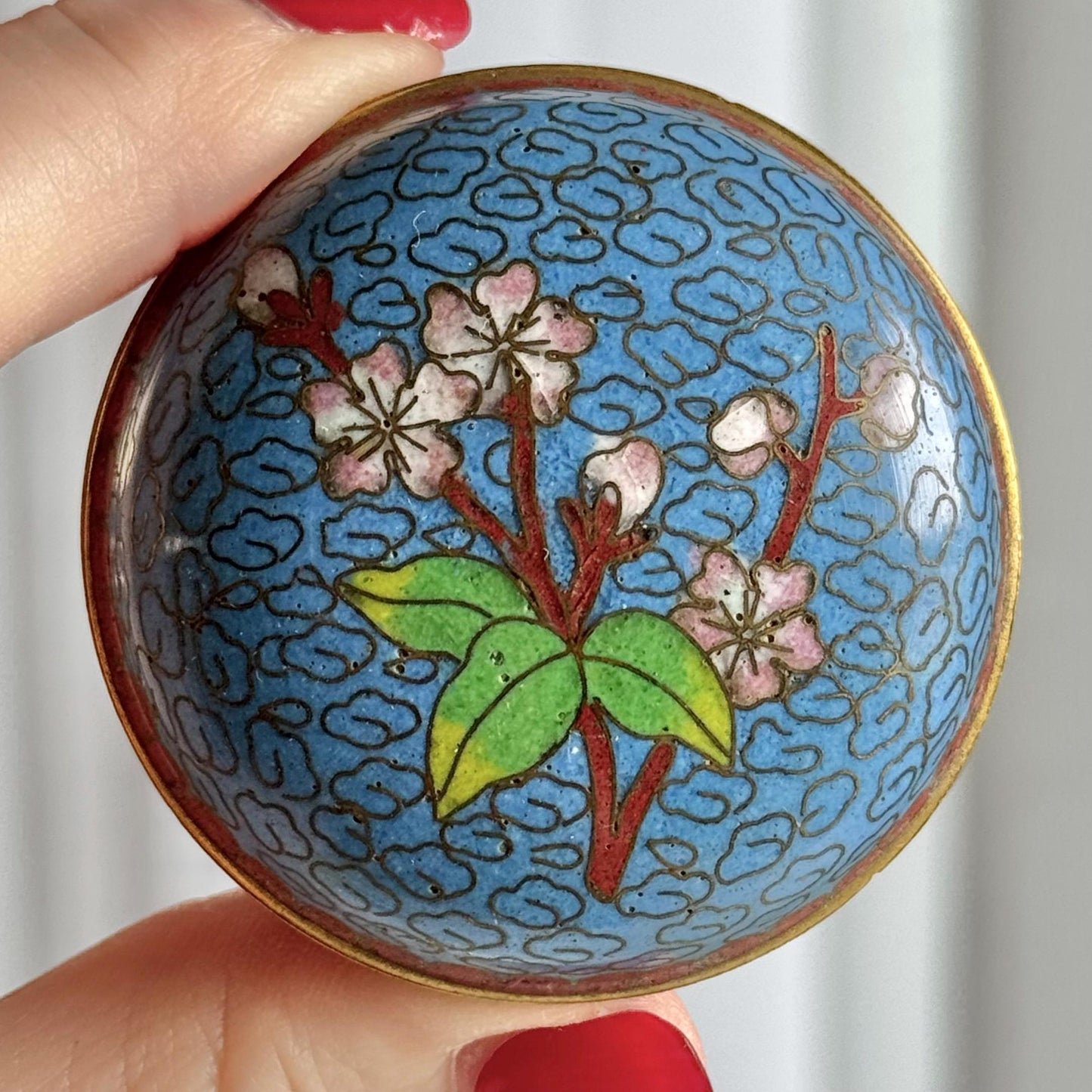 Vintage Chinese Cloisonne Round Trinket Boxes - Set of 3