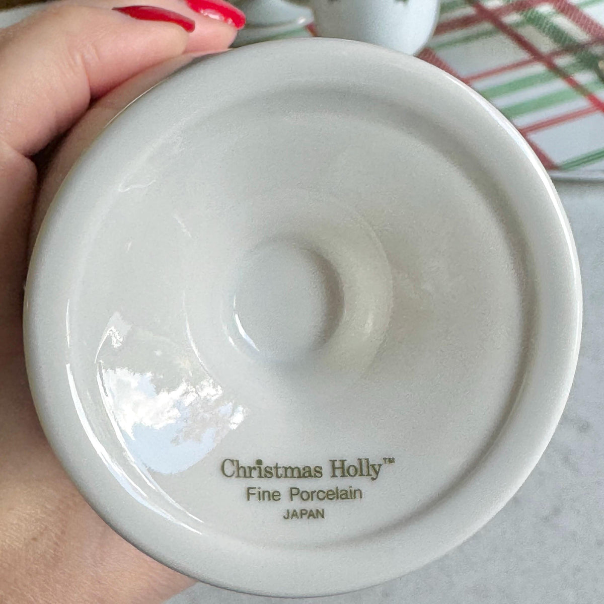 Vintage Kashima Christmas Holly Footed Cups - Set of 4