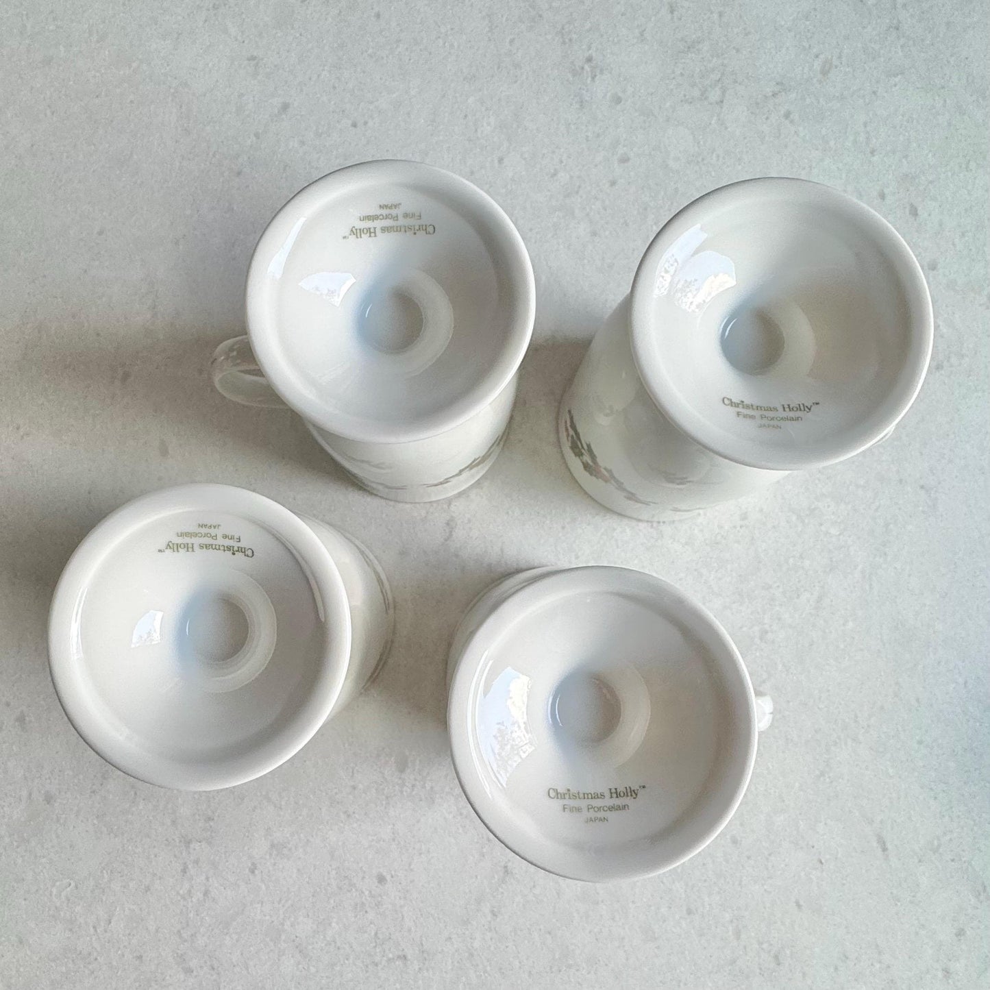Vintage Kashima Christmas Holly Footed Cups - Set of 4