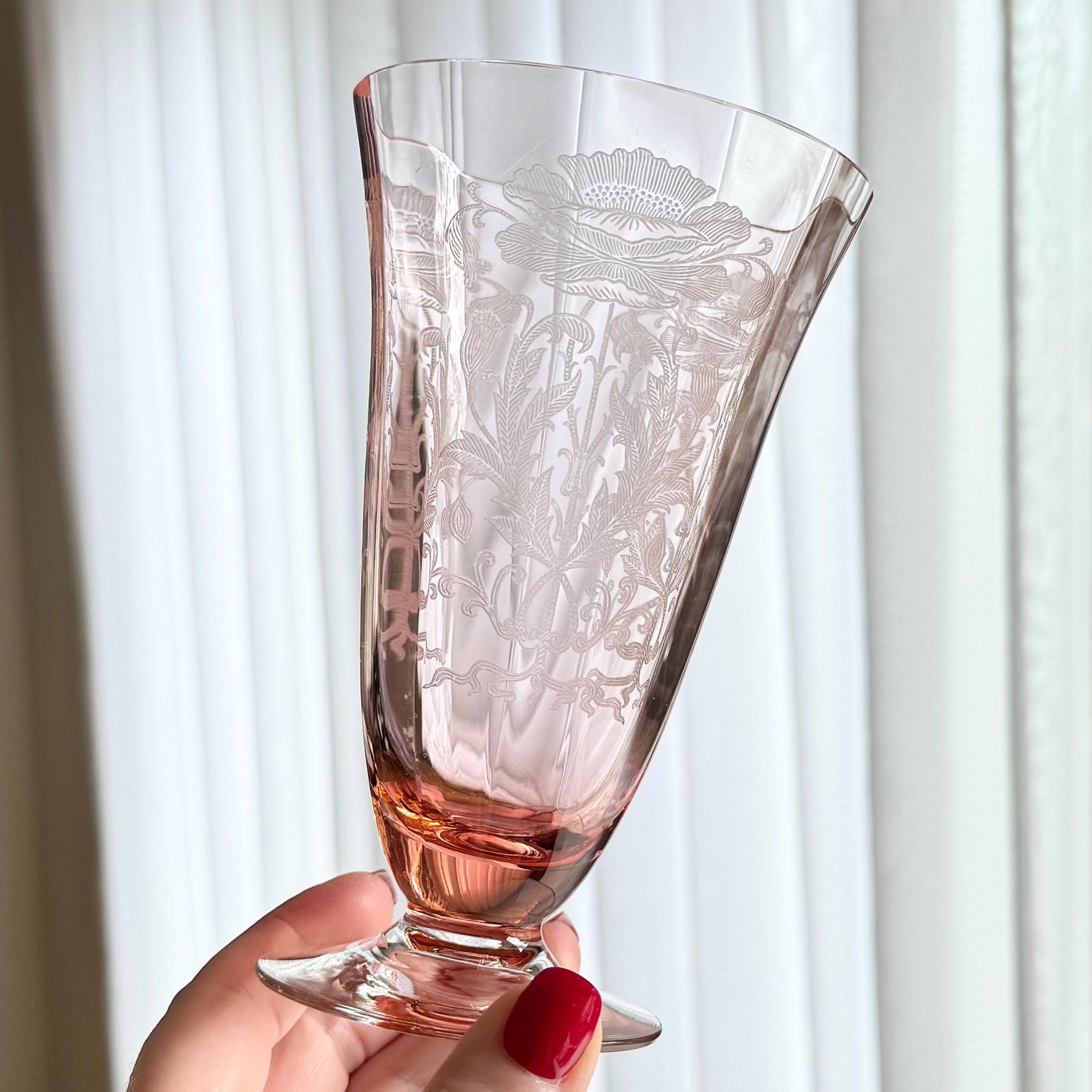 Tiffin-Franciscan Flanders Pink Footed Ice Tea Tumblers (circa 1927 - 1935) - Set of 10