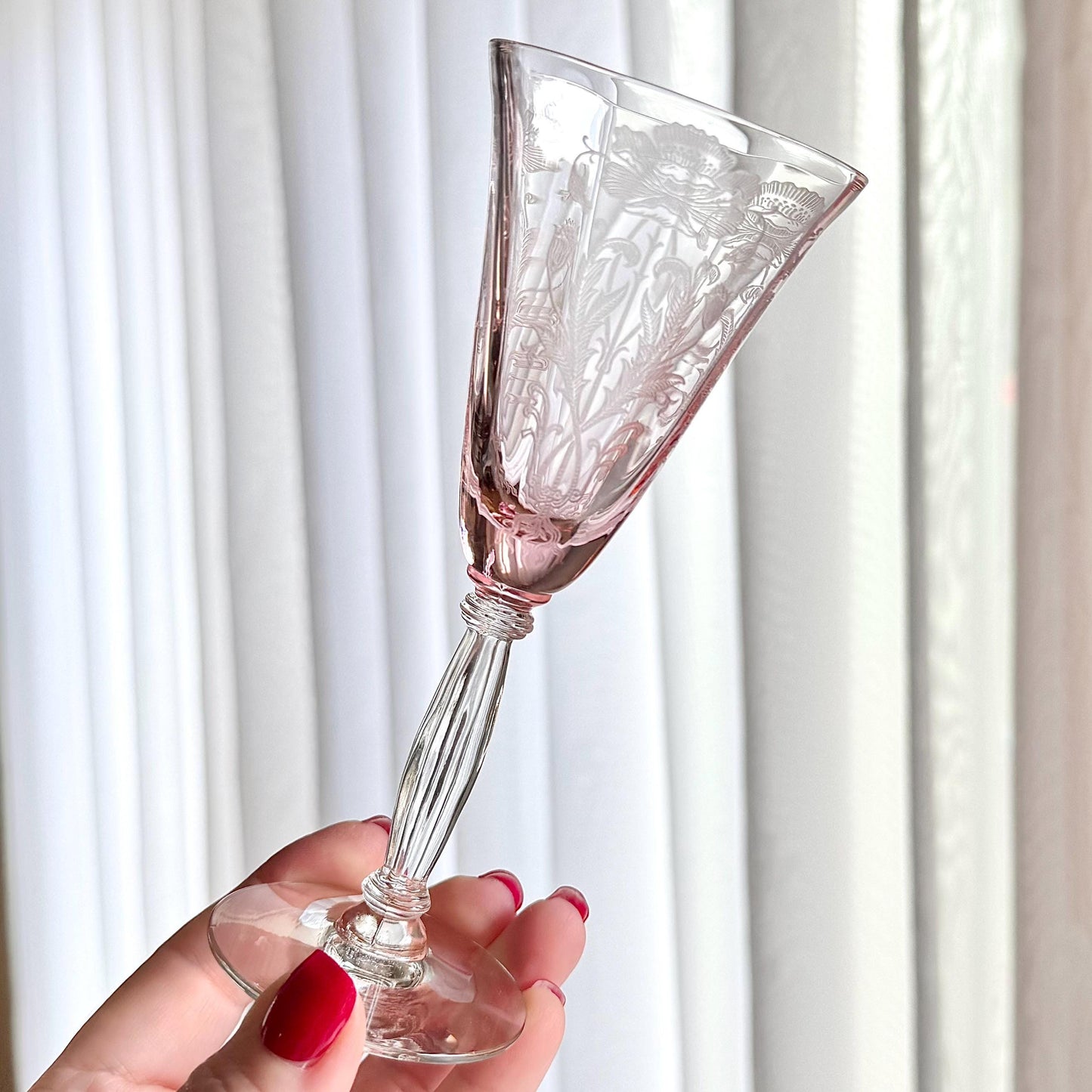 Tiffin-Franciscan Flanders Pink Wine Glasses (circa 1927 - 1935) - Set of 10
