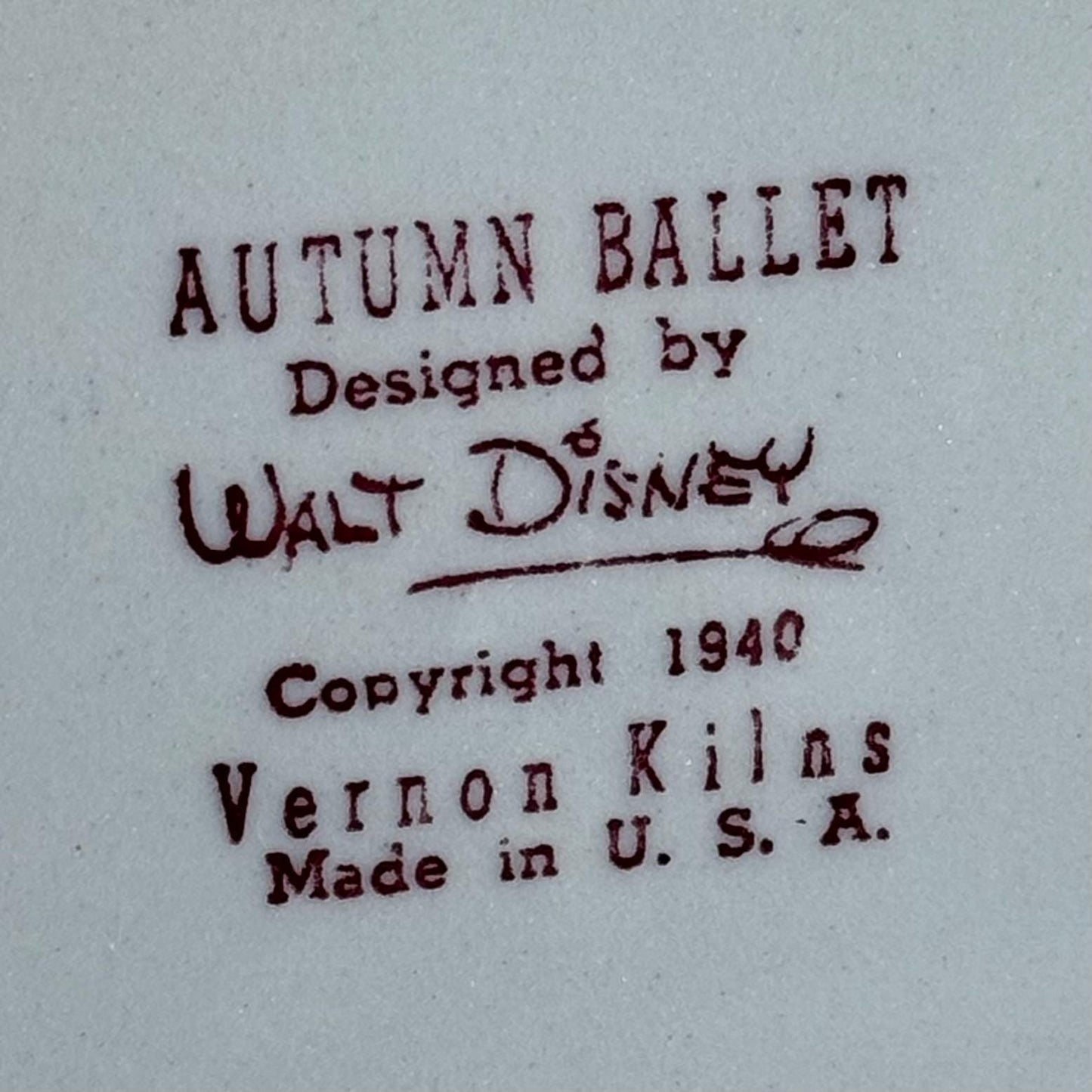 Vintage Disney Vernon Kilns Large 12” Fantasia Autumn Ballet Collector Plate
