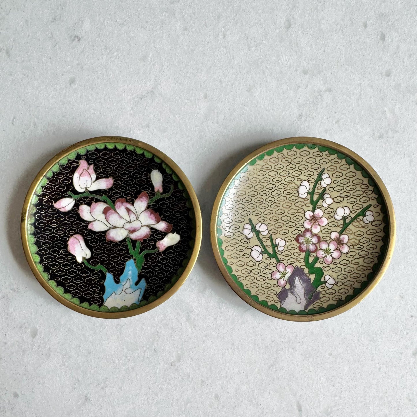 Vintage Chinese Cloisonne Dishes - Set of 2
