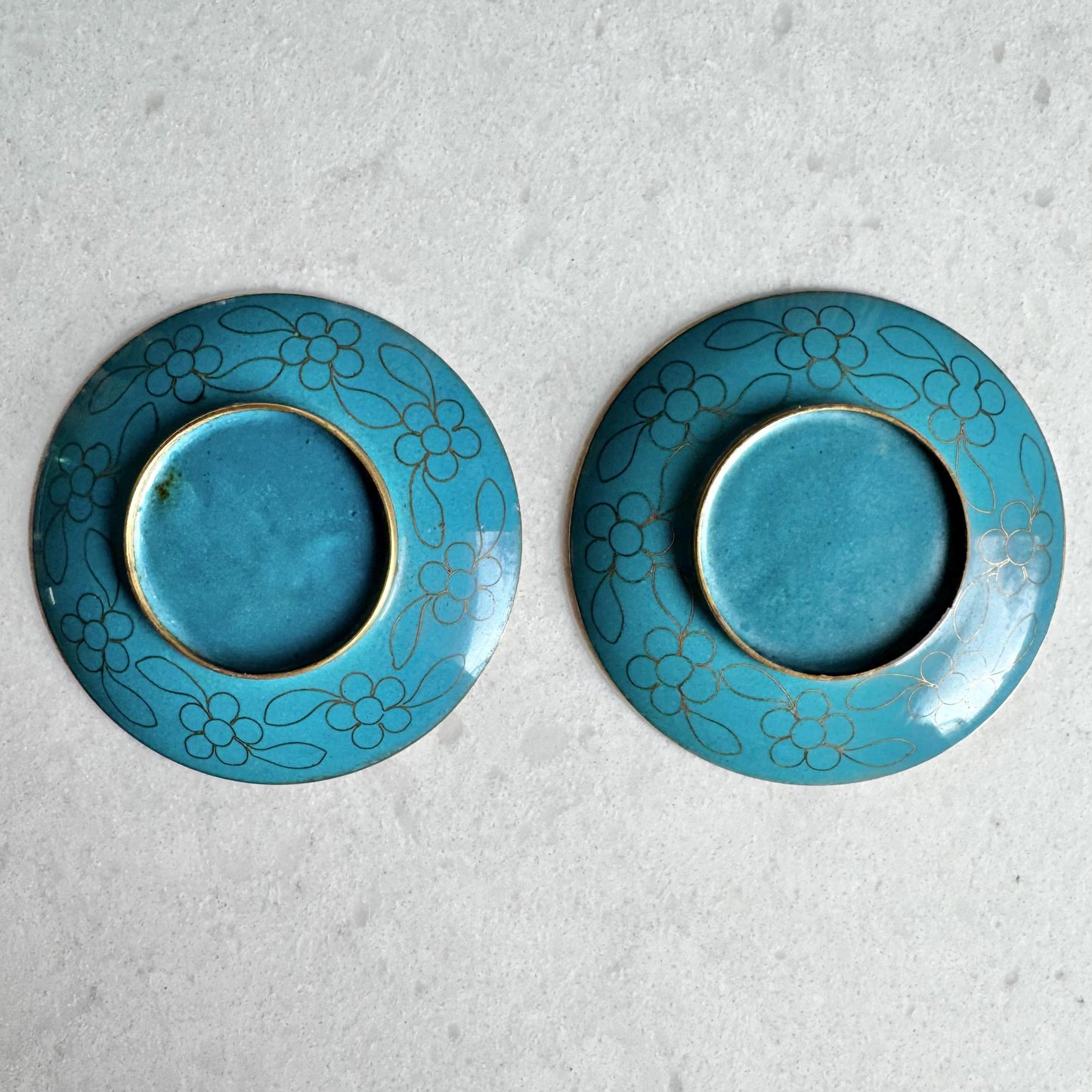 Vintage Chinese Cloisonne Dishes - Set of 2