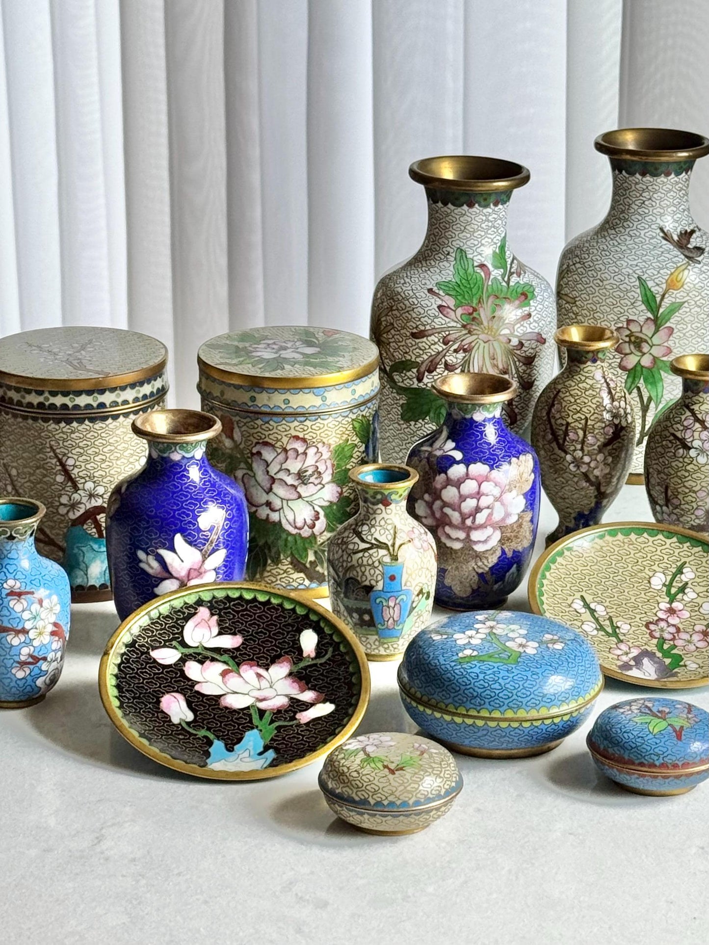 Vintage Chinese Cloisonne Dishes - Set of 2