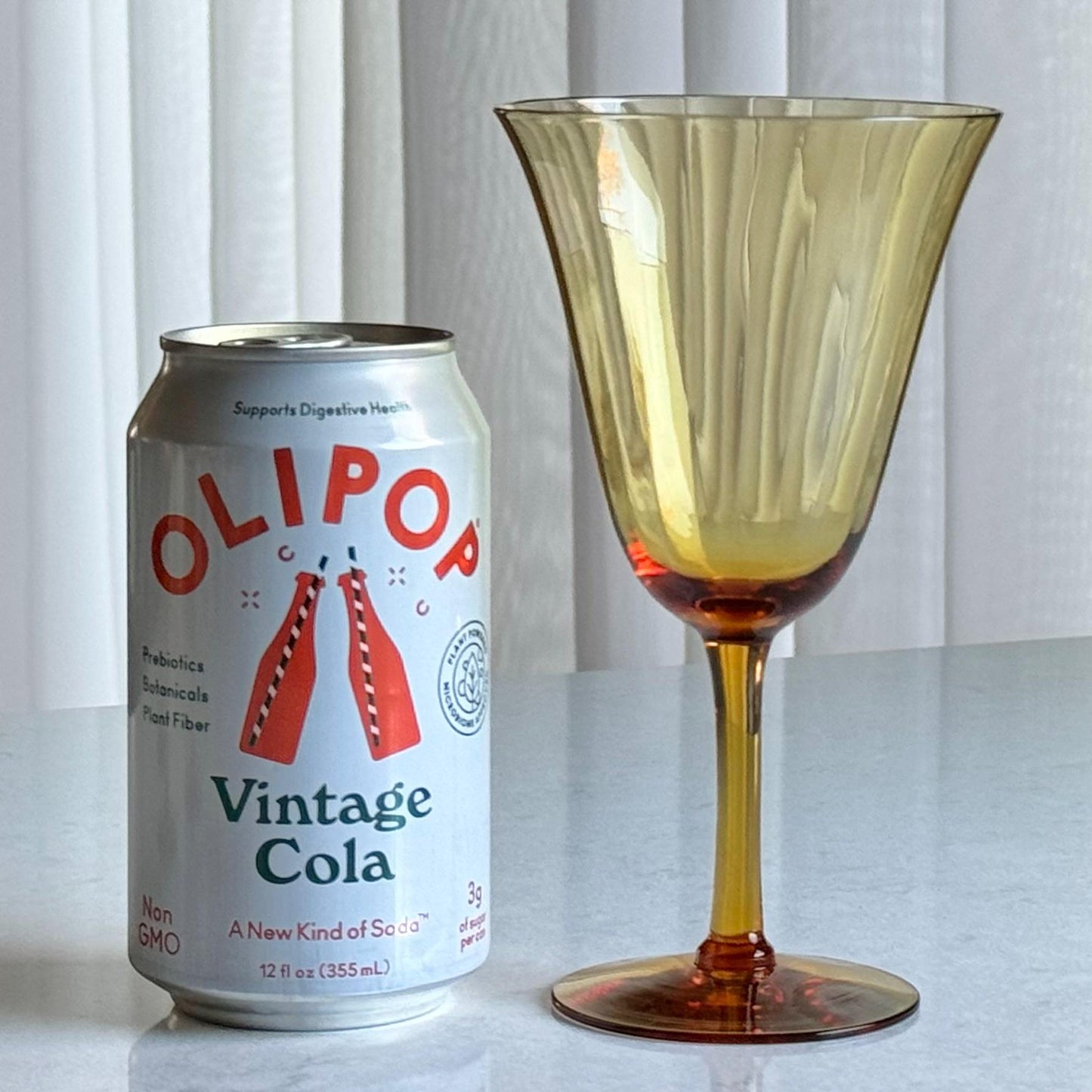 Vintage Cambridge Glass Amber Optic Panel Glasses - Set of 4