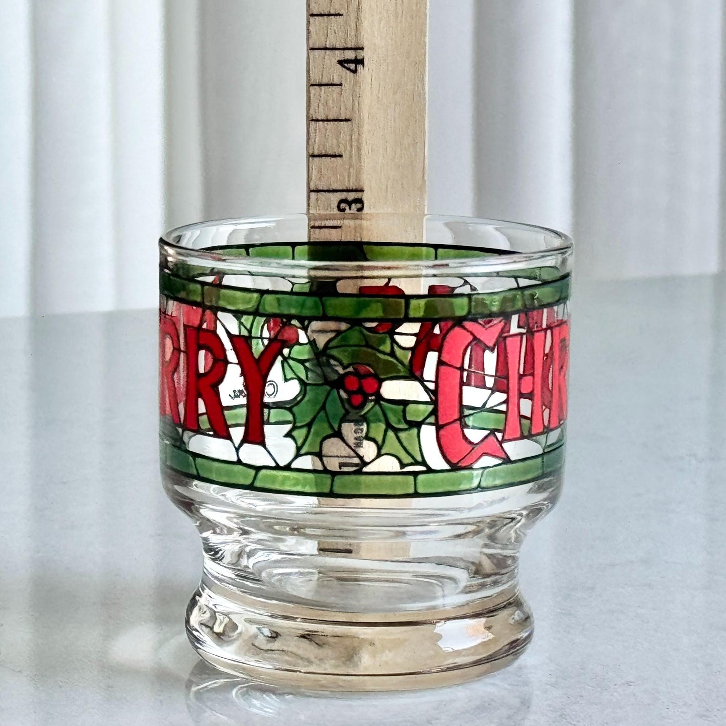 Vintage Cera Glass Merry Christmas Punch Bowl and 8 Glasses - 9 Pieces Total
