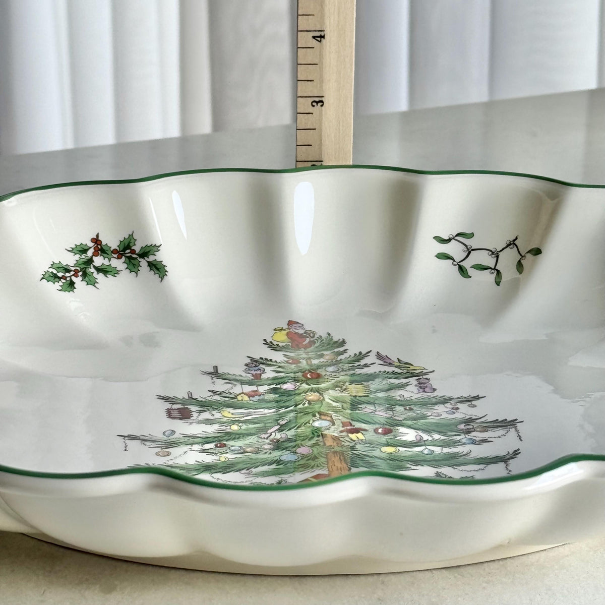 Vintage Spode Christmas Tree Large 15” Scalloped Oval Platter / Tray