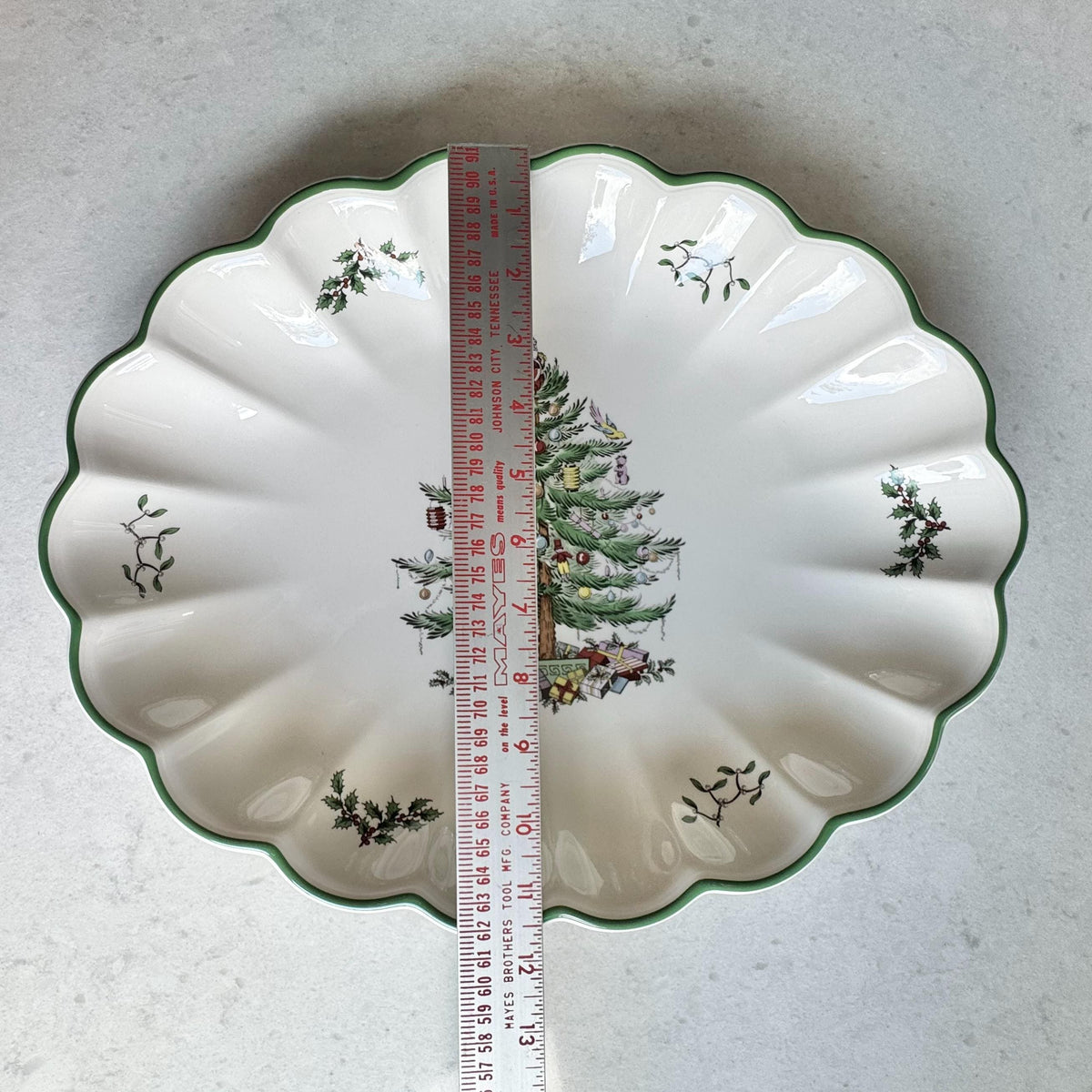 Vintage Spode Christmas Tree Large 15” Scalloped Oval Platter / Tray